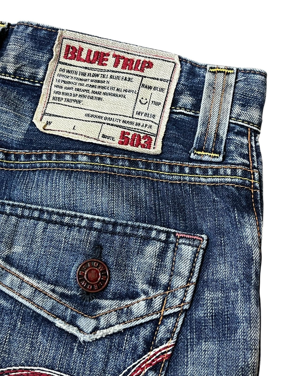 Edwin Vintage y2k EDWIN 503 BLUE TRIP straight cut whiskers jeans Size US 31 - 10 Thumbnail