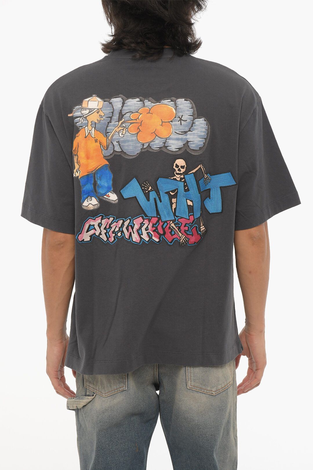 Off-White og1mm0824 Seasonal Crewneck T-Shirt in Grey Size US XXS / EU 40 - 2 Thumbnail