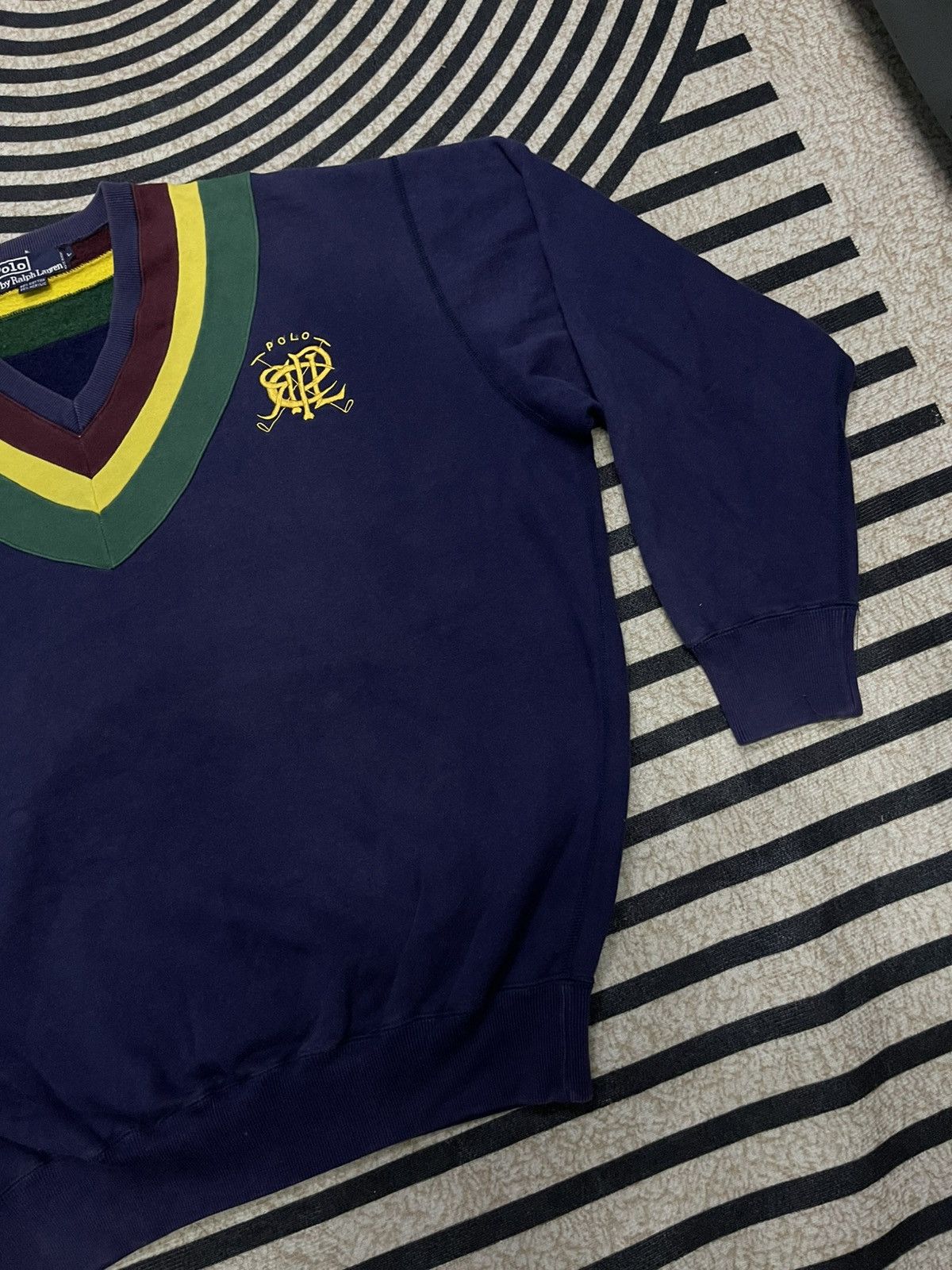 Polo Ralph Lauren 90s POLO BY RALPH LAUREN V-NECK COLLEGE STYLE SWEATER Size US L / EU 52-54 / 3 - 5 Thumbnail