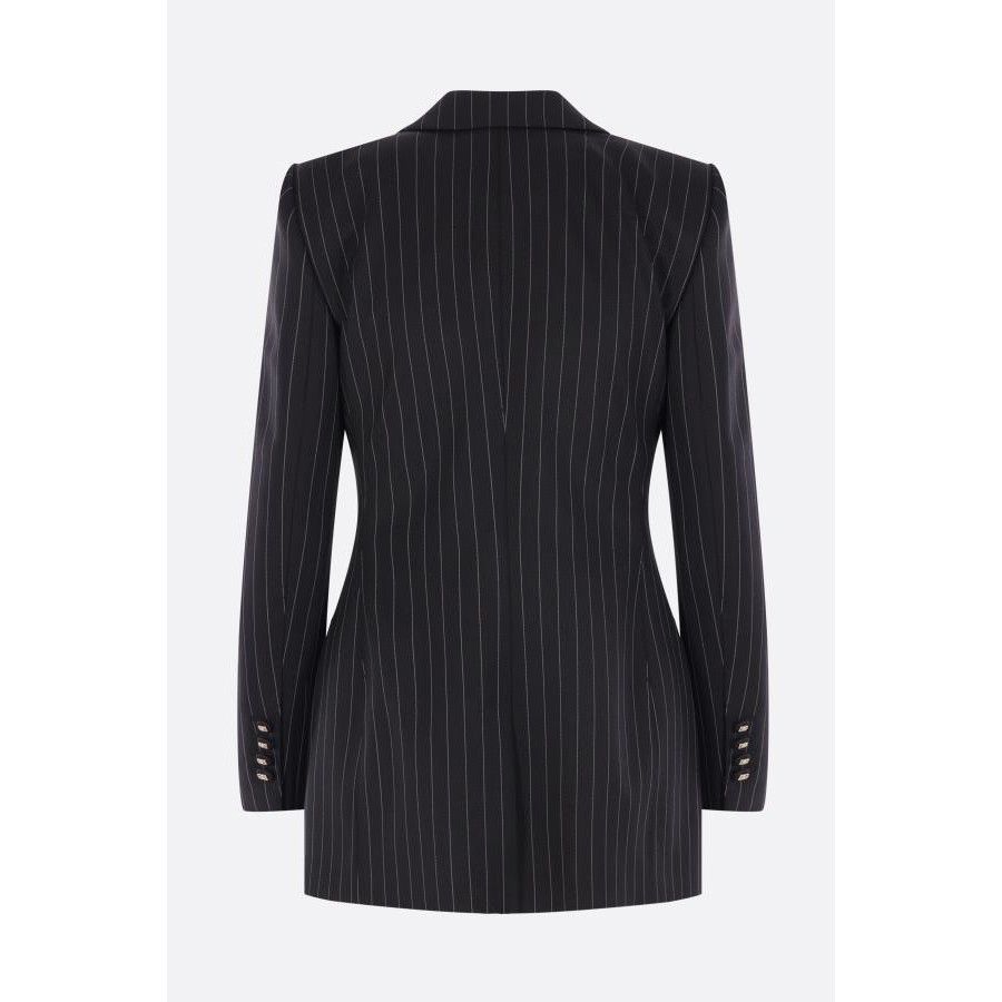 Dolce & Gabbana DOLCE & GABBANA Black Pinstriped Wool Single-Breasted Jacket Size M / US 6-8 / IT 42-44 - 2 Thumbnail