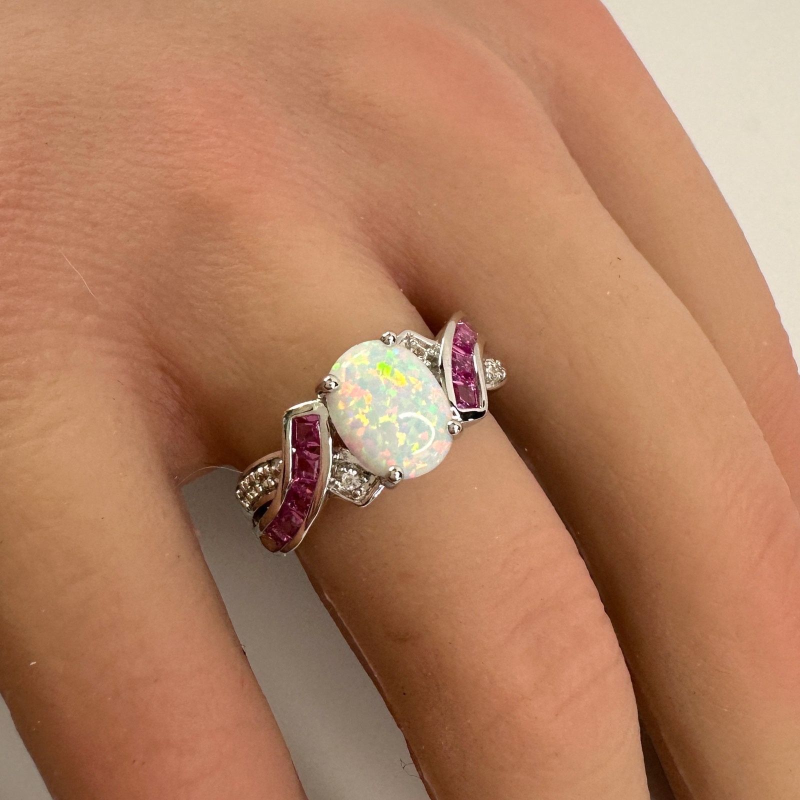 Other Beautiful Lab Created Opal & Sapphire Ring - Size 7 Size ONE SIZE - 1 Thumbnail