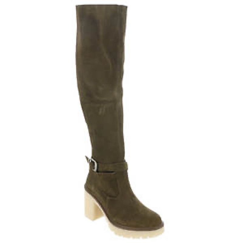 Free People Over The Knee High Rinsed Olive Green Buckle Detail Boot 6.5 Size US 6.5 / IT 36.5 - 10 Thumbnail
