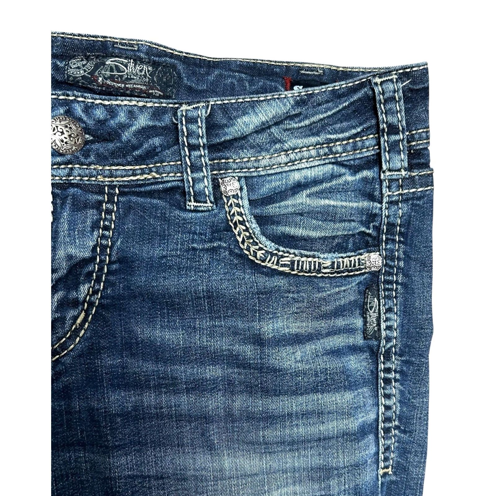 Silver Jeans Co. Silver Jeans Suki Mid Capri Jeans Women 31x22 1/2 Blue Super Stretch Denim 5-Pocket Brand: Silver Jeans Womens Regular Fit Capri Style Size 26" / US 2 / IT 38 - 7 Thumbnail