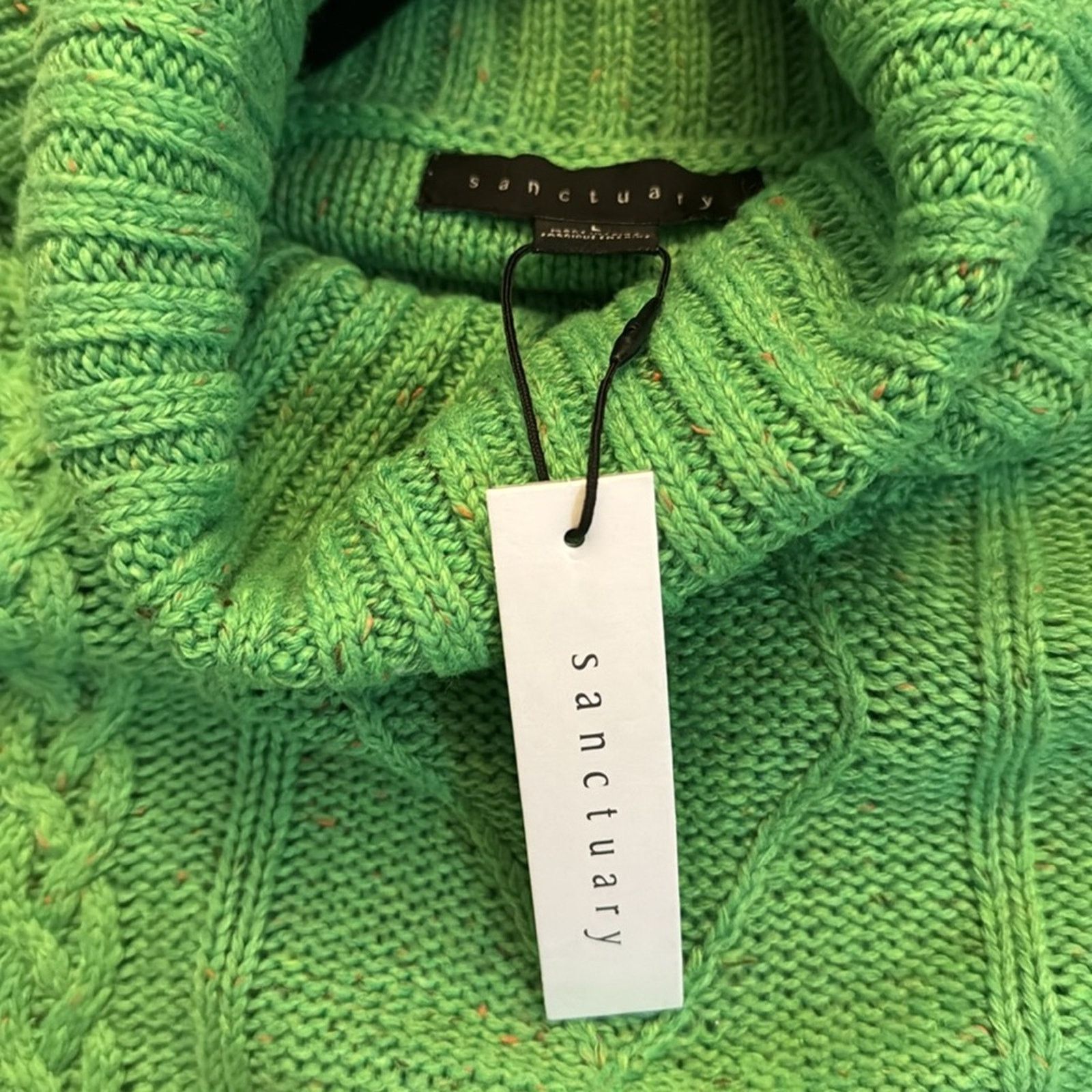 Sanctuary Sanctuary Mod Cable Sweater - Electric Green Size L Size L / US 10 / IT 46 - 7 Thumbnail
