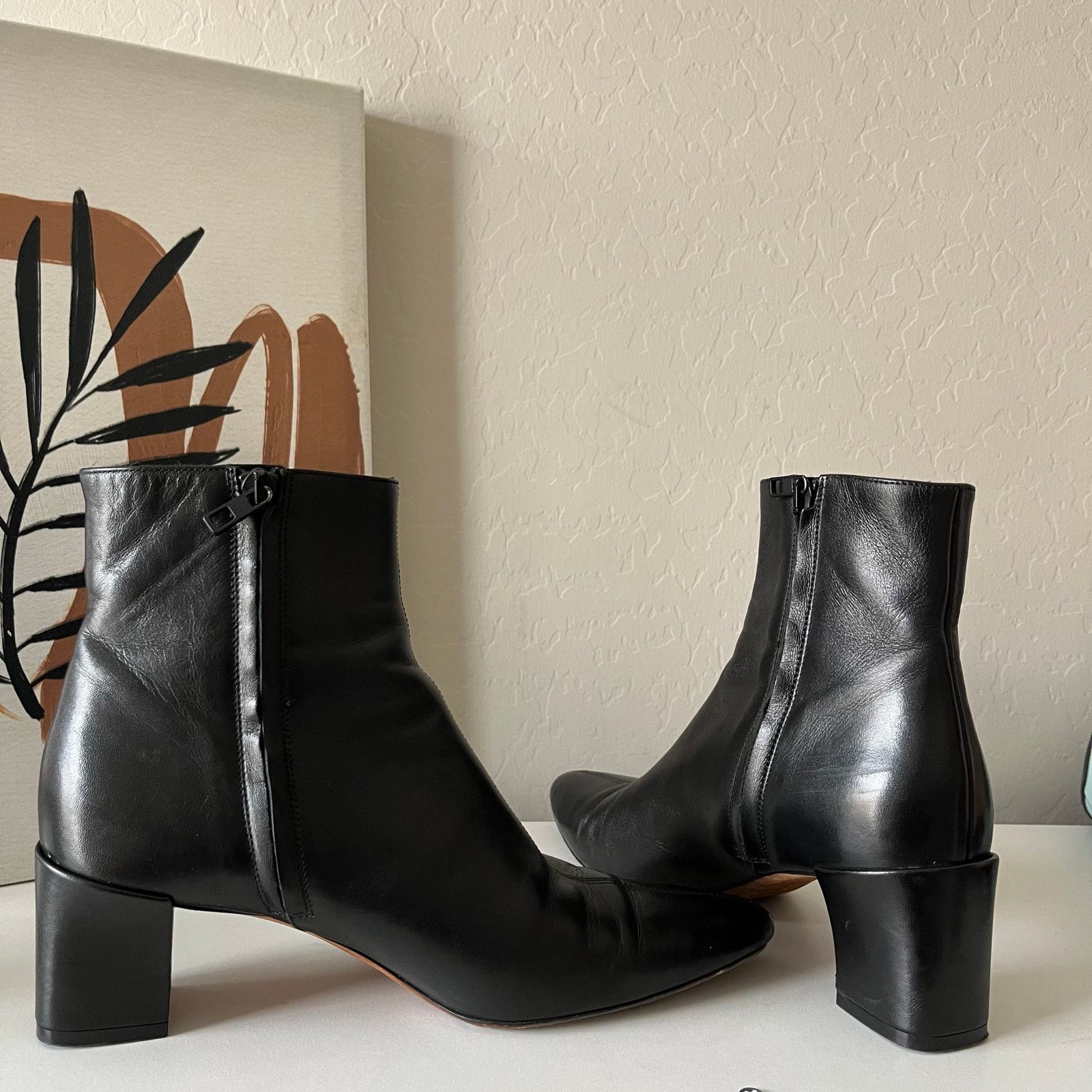 Vince Vince Black Block Heel Pointed Toe Leather Ankle Boots 7.5 Size US 7.5 / IT 37.5 - 4 Thumbnail