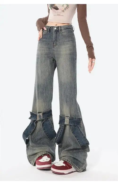 Japanese Brand × Jean Wide Leg Jeans Autumn And Winter Flare Jeans Size 32" / US 10 / IT 46 - 2 Thumbnail