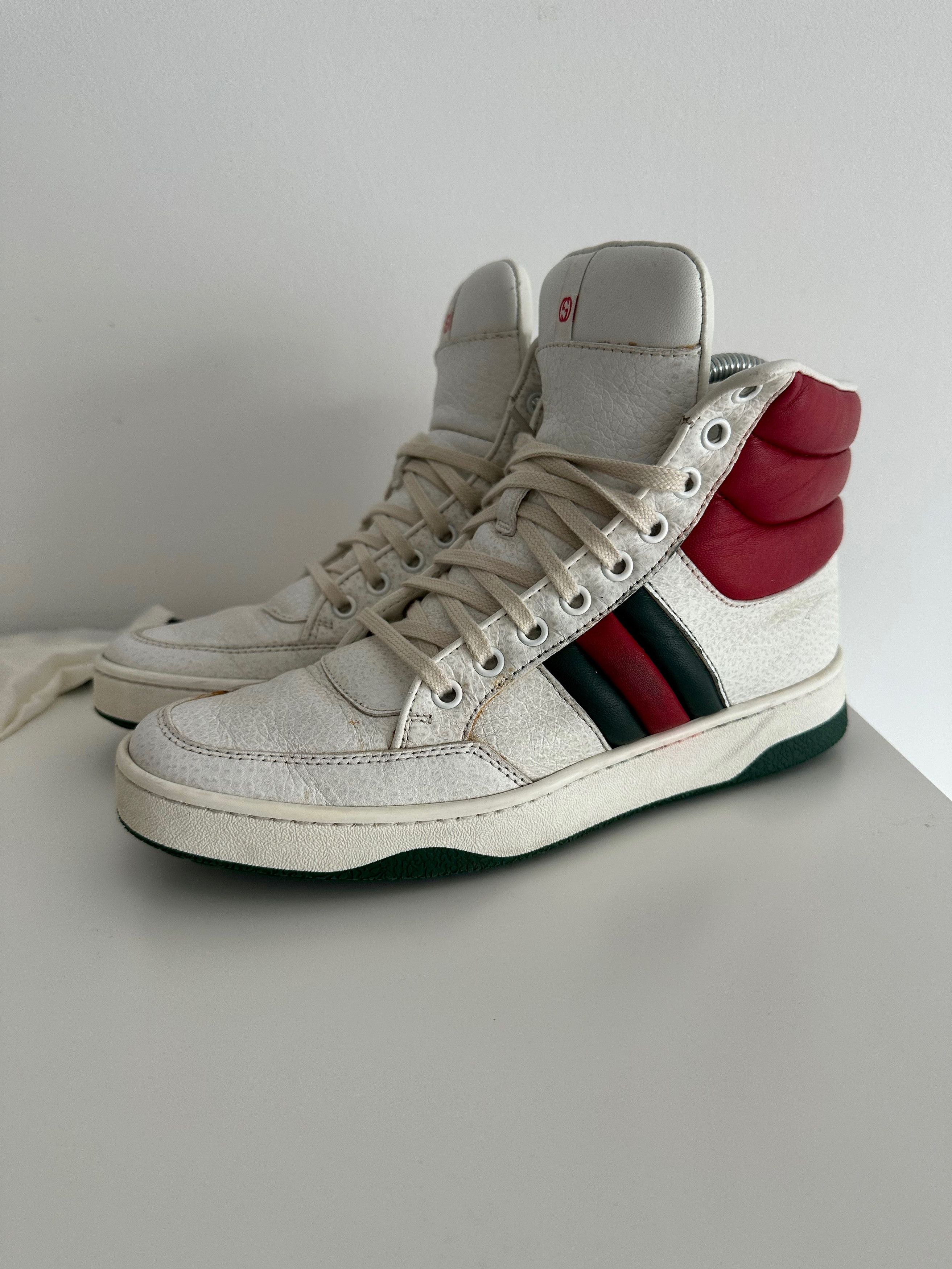 Gucci GUCCI high top leather sneakers WEB 370504 Size US 7 / IT 37 - 4 Thumbnail