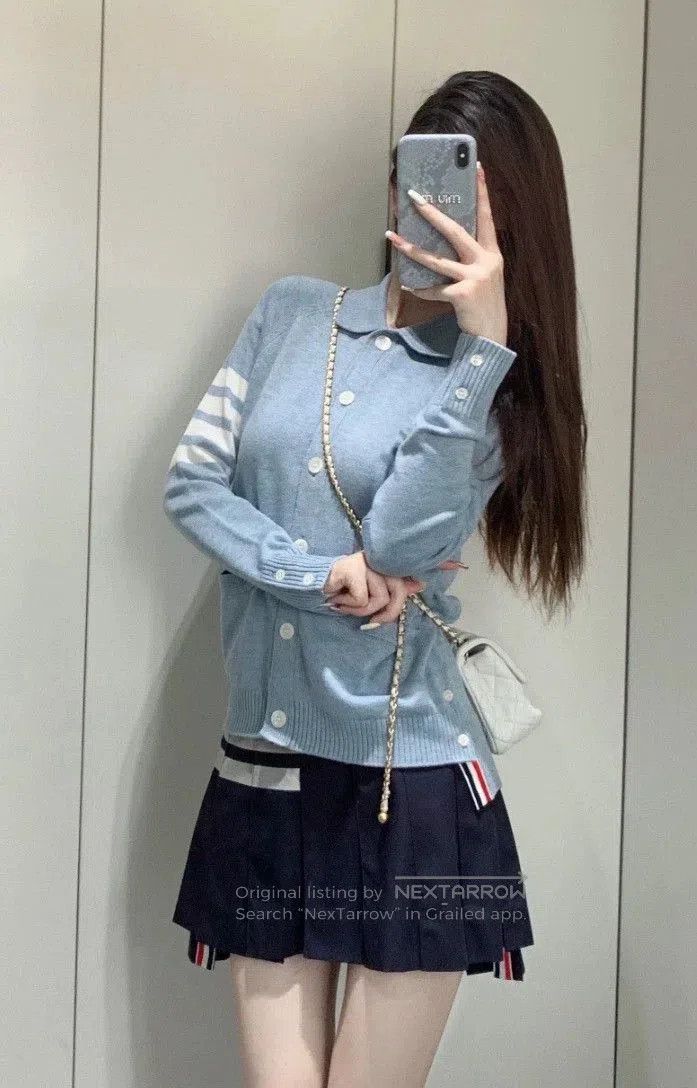 Thom Browne thom browne light blue wool cardigan jacket. Size US S / EU 44-46 / 1 - 5 Thumbnail