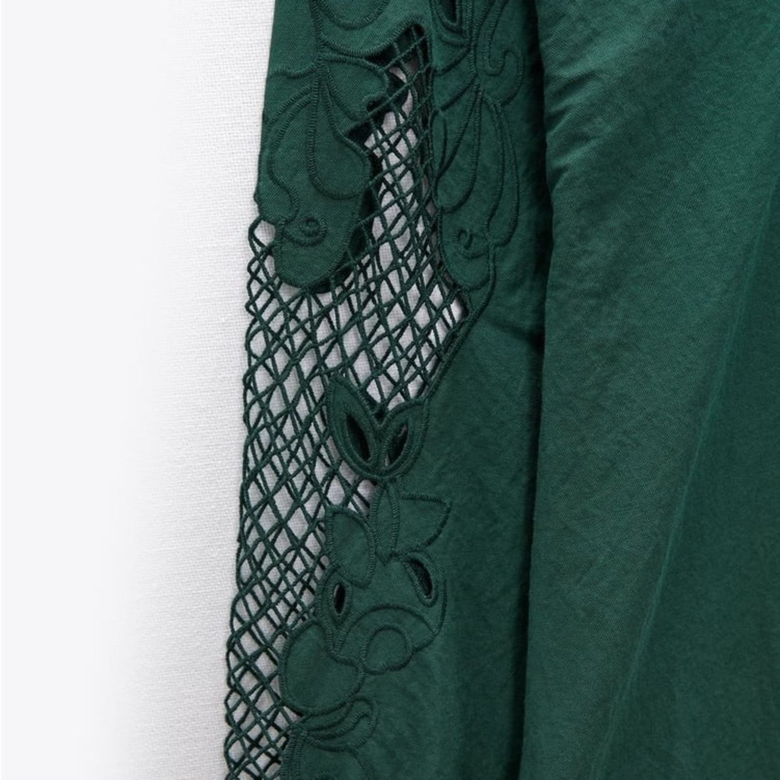 ZARA EMBROIDERED DRESS DARK GREEN - wpequipmentugltd.com