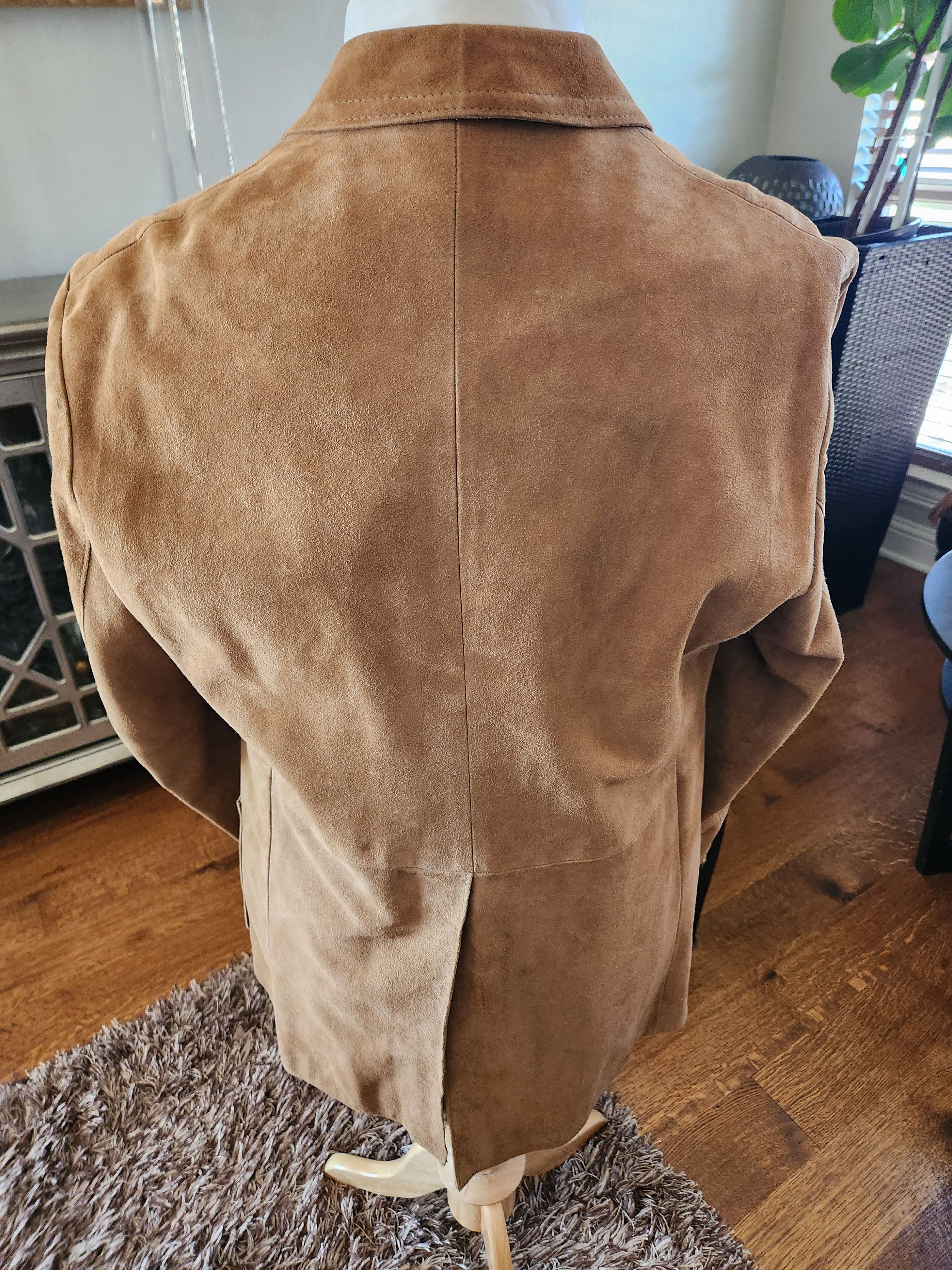 Other Vintage Custom-Made Suede Leather Double Breasted Blazer Size 44R - 2 Thumbnail