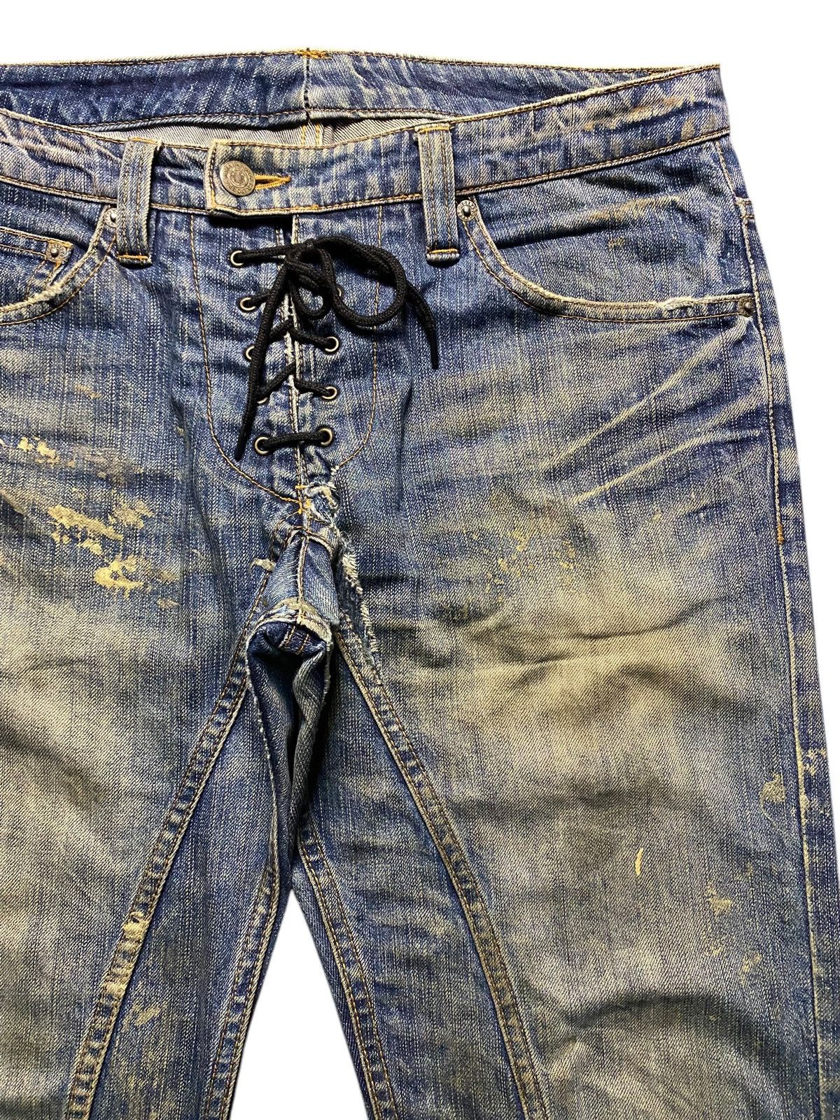 Tornado Mart Tornado Mart Gold Splatter Flare Lace Up Jeans Size US 32 / EU 48 - 7 Thumbnail