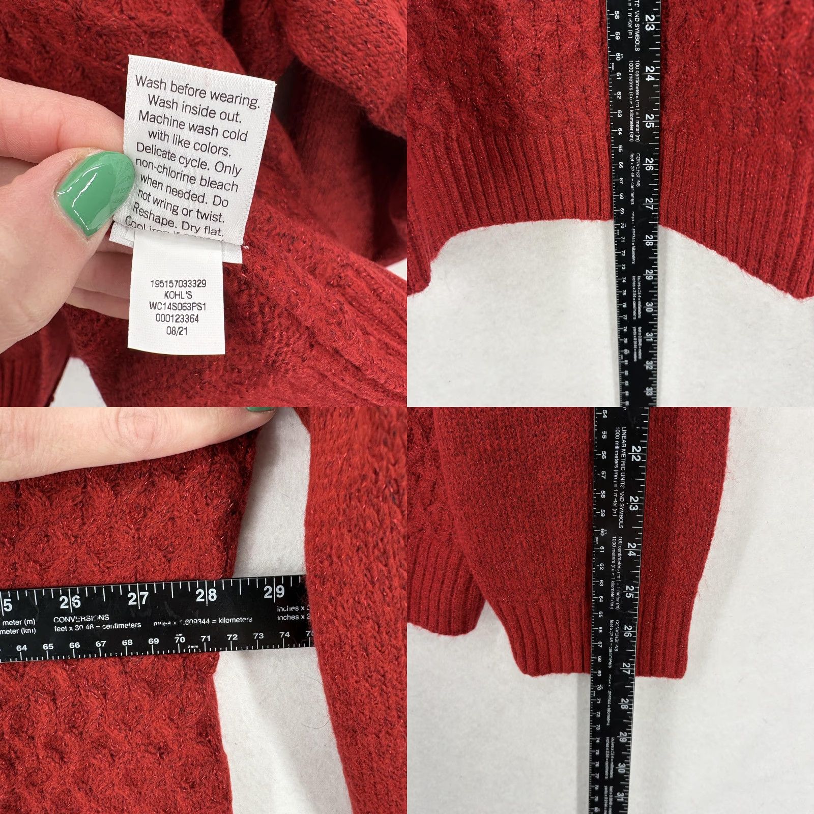 Croft & Barrow Croft & Barrow Sweater Womens 3X Red Cable Knit Crew Neck NWT Extra Cozy Pullover Casual Knit Womens 3X Red Crew Neck Cable Knit Sweater NWT Size XXL / US 16-18 / IT 52-54 - 8 Thumbnail