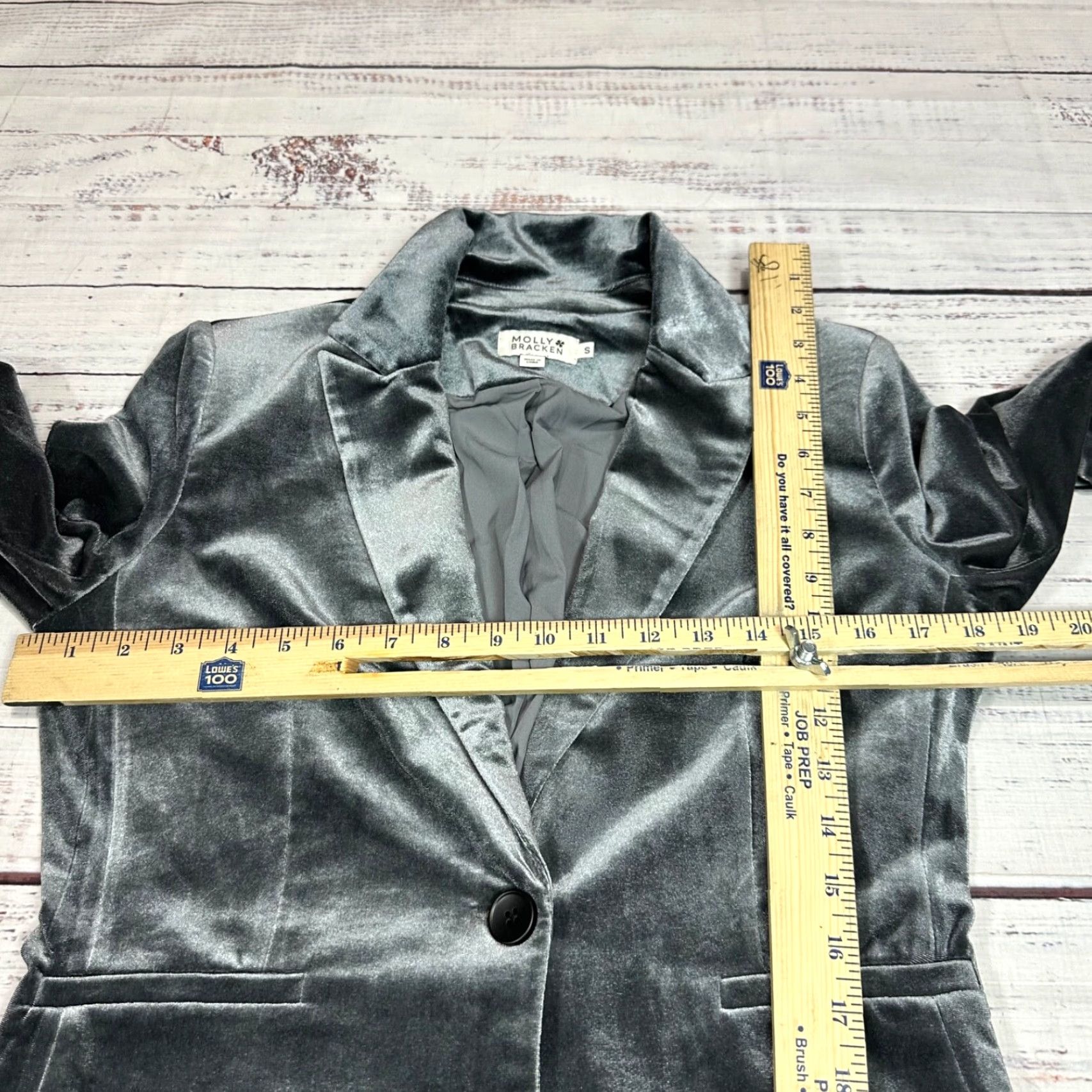 Vintage Molly Bracken Blazer Shirt Womens One Button Velour Gray Sz Small Long Sleeve Size S / US 4 / IT 40 - 3 Thumbnail