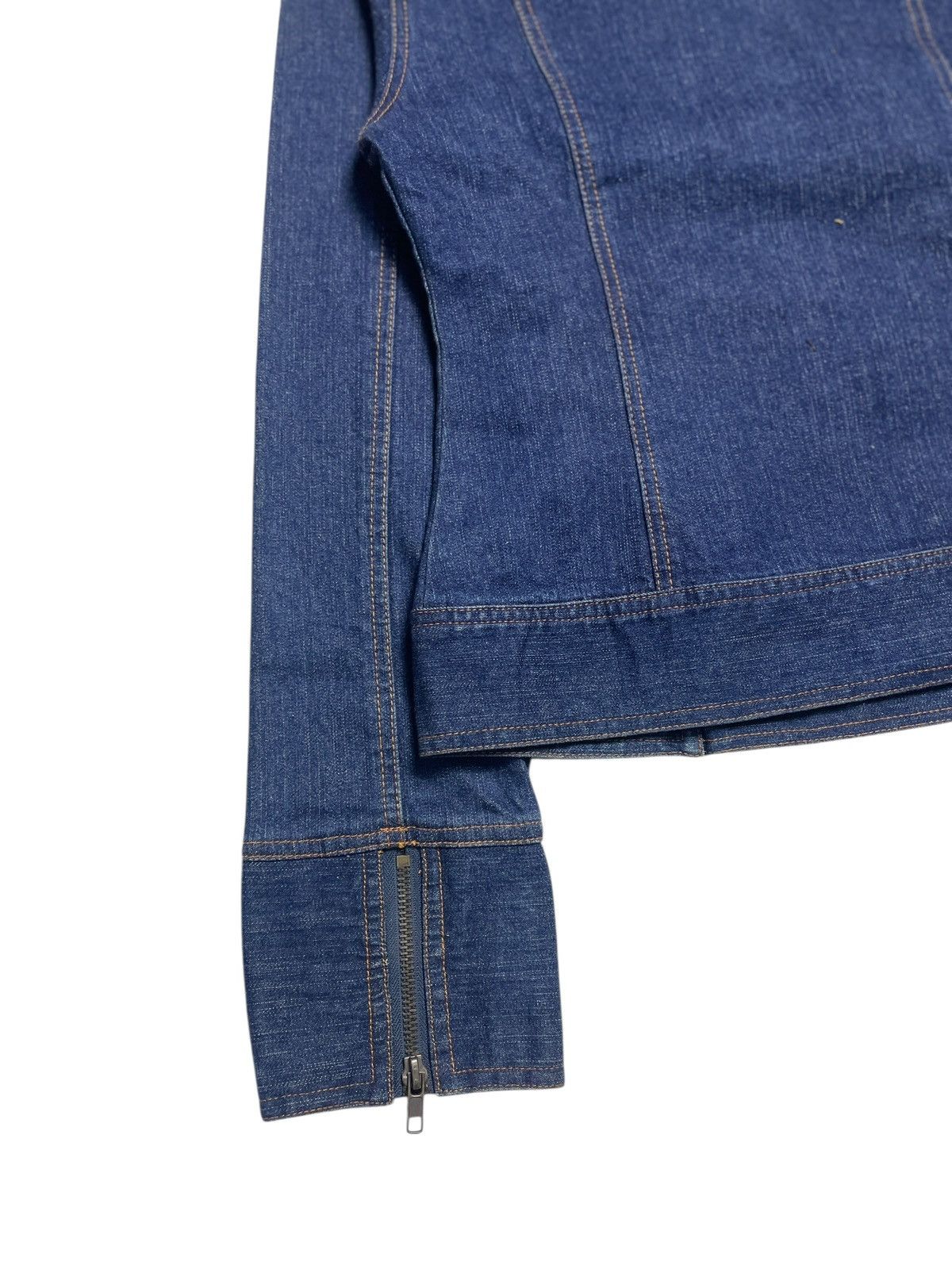 Angel Blue 2000’s Lazy Daisy - Asymmetrical Bikers Crop Denim Jacket Size M / US 6-8 / IT 42-44 - 14 Thumbnail