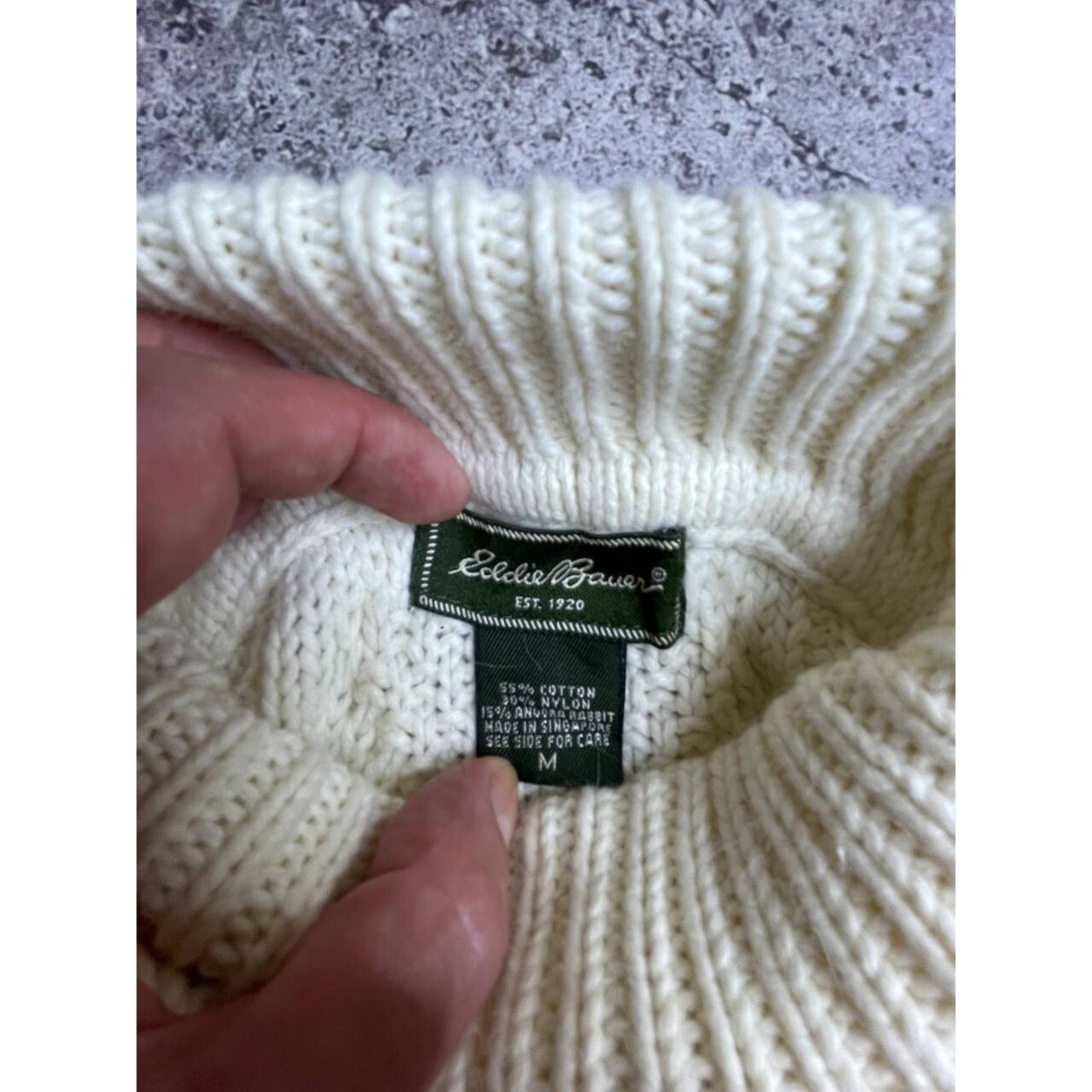 Eddie Bauer Vintage Eddie Bauer White Cable Knit Turtleneck Sweater M Size US M / EU 48-50 / 2 - 7 Thumbnail