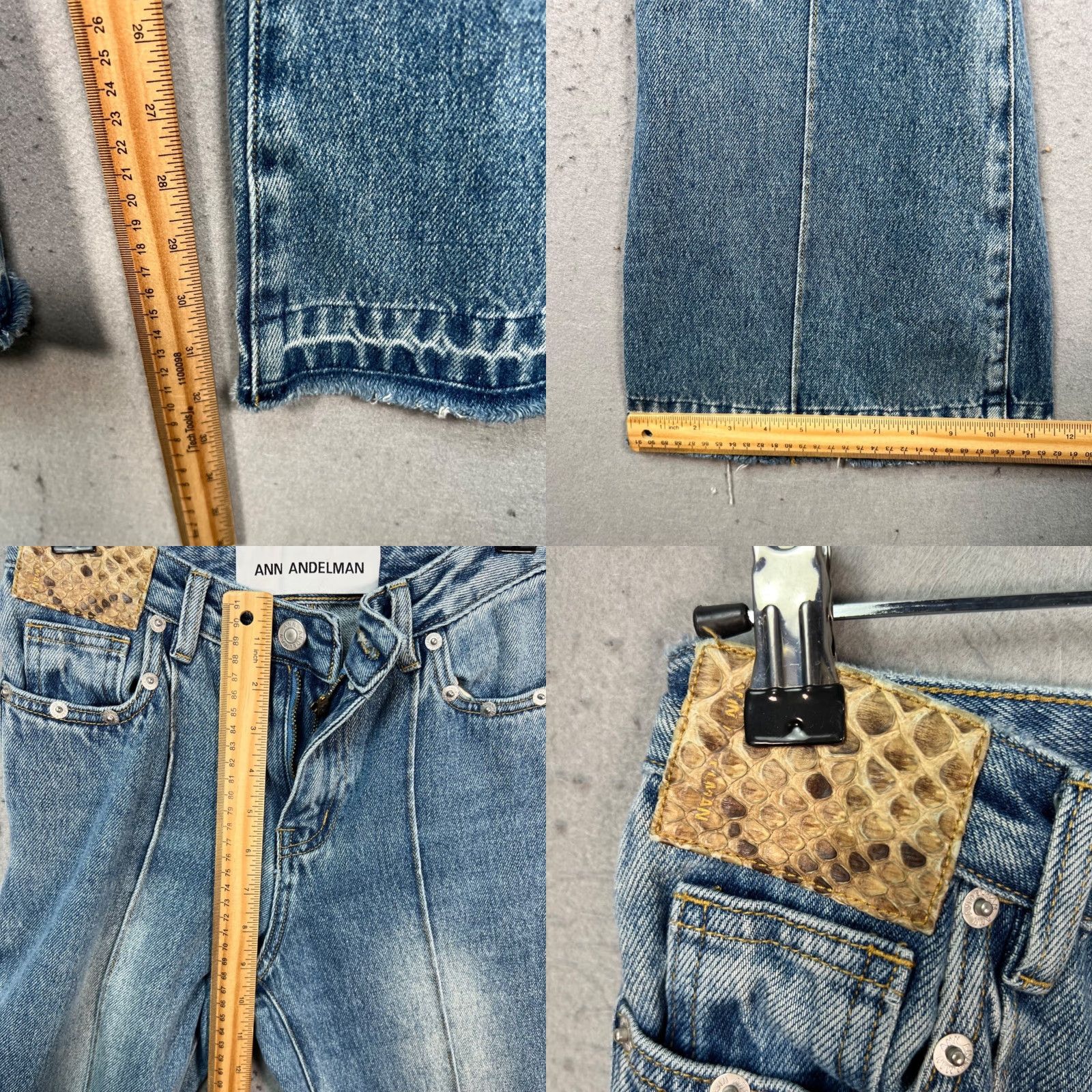Denime Ann Andelman Womens Flared Denim Jeans 100% Cotton Blue Distressed Size 24 Vintage? No Size 42" / US 20 - 8 Thumbnail