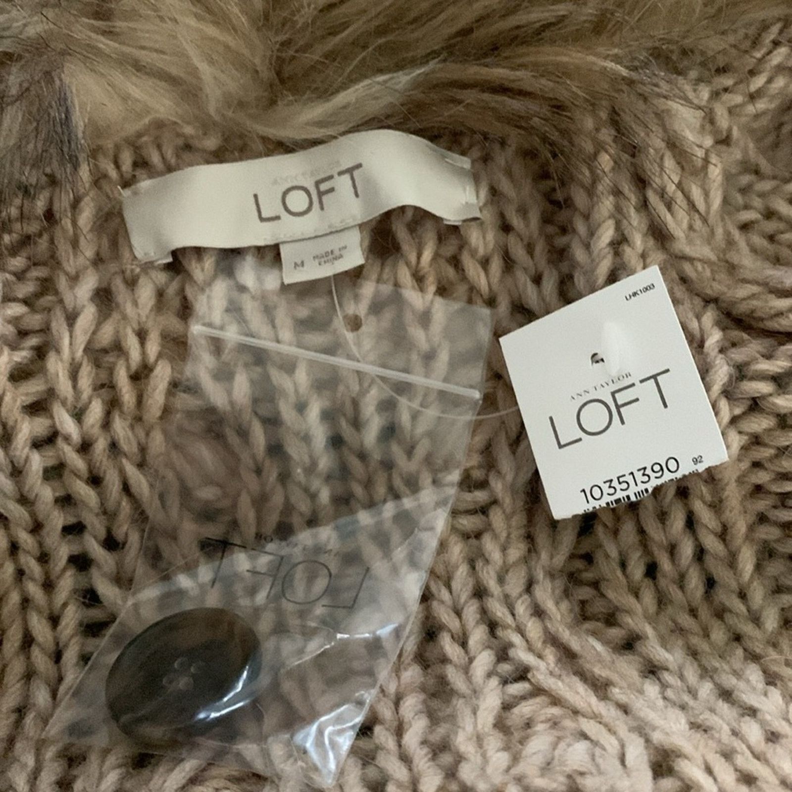 Loft Loft Women's Medium Cardigan Chunky Knit Faux Fur Trimmed Size M / US 6-8 / IT 42-44 - 11 Thumbnail