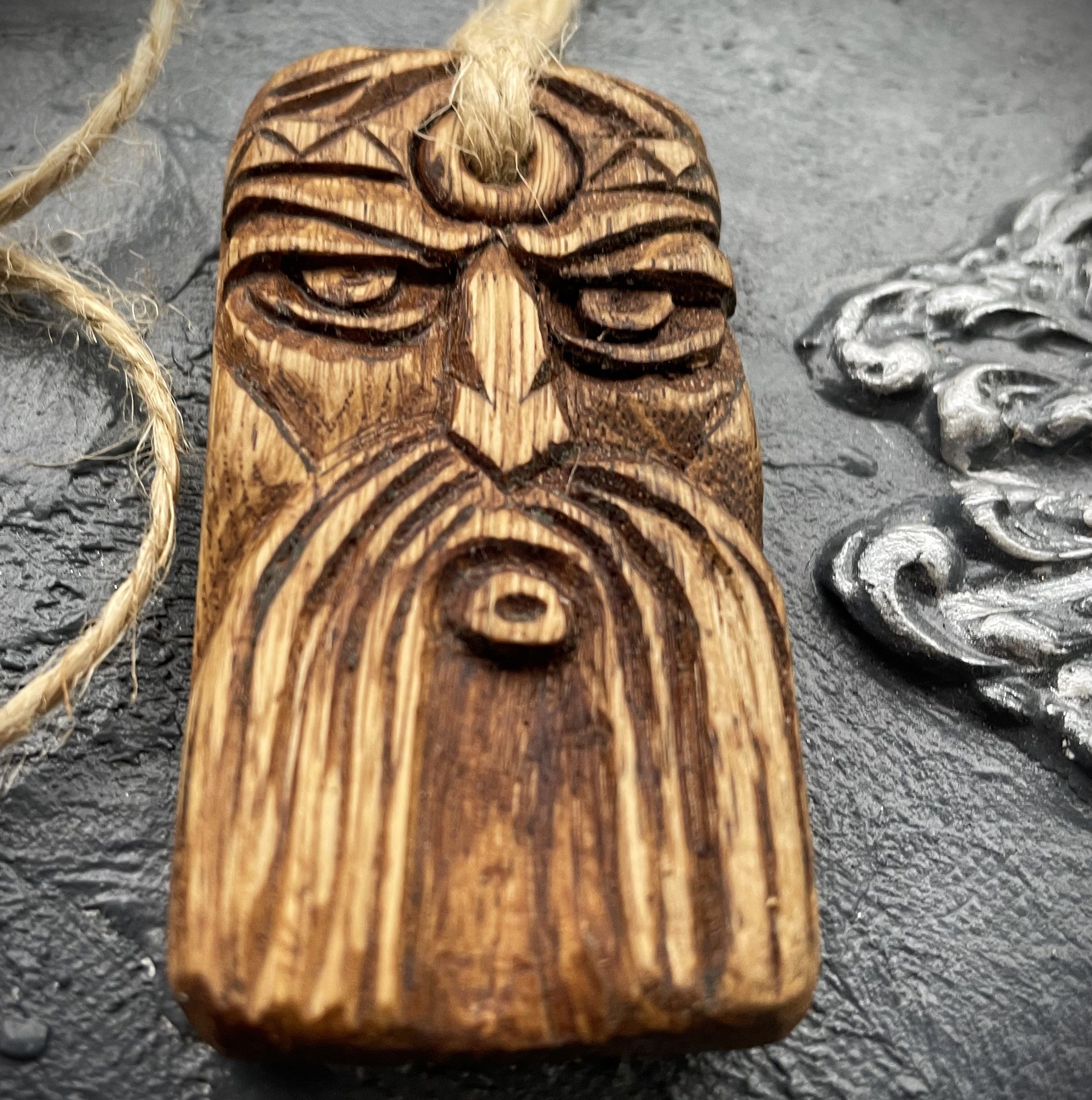 Other Viking Thor Wooden Pendant Hand Carved Norse Necklace Size ONE SIZE - 3 Thumbnail