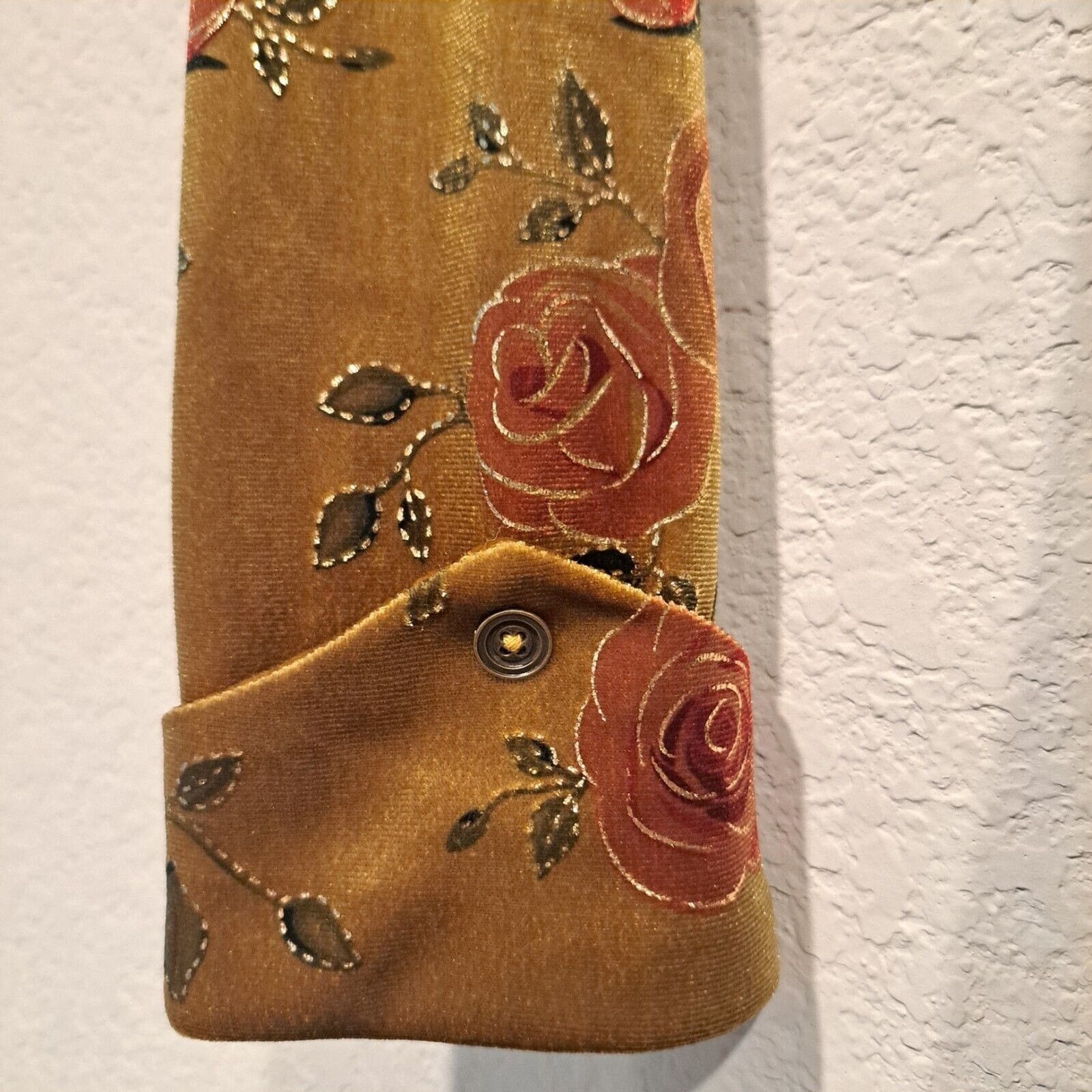Other Unique Vintage Chartreuse & Red Rose Velvet Wrap Dress M New Size M / US 6-8 / IT 42-44 - 5 Thumbnail