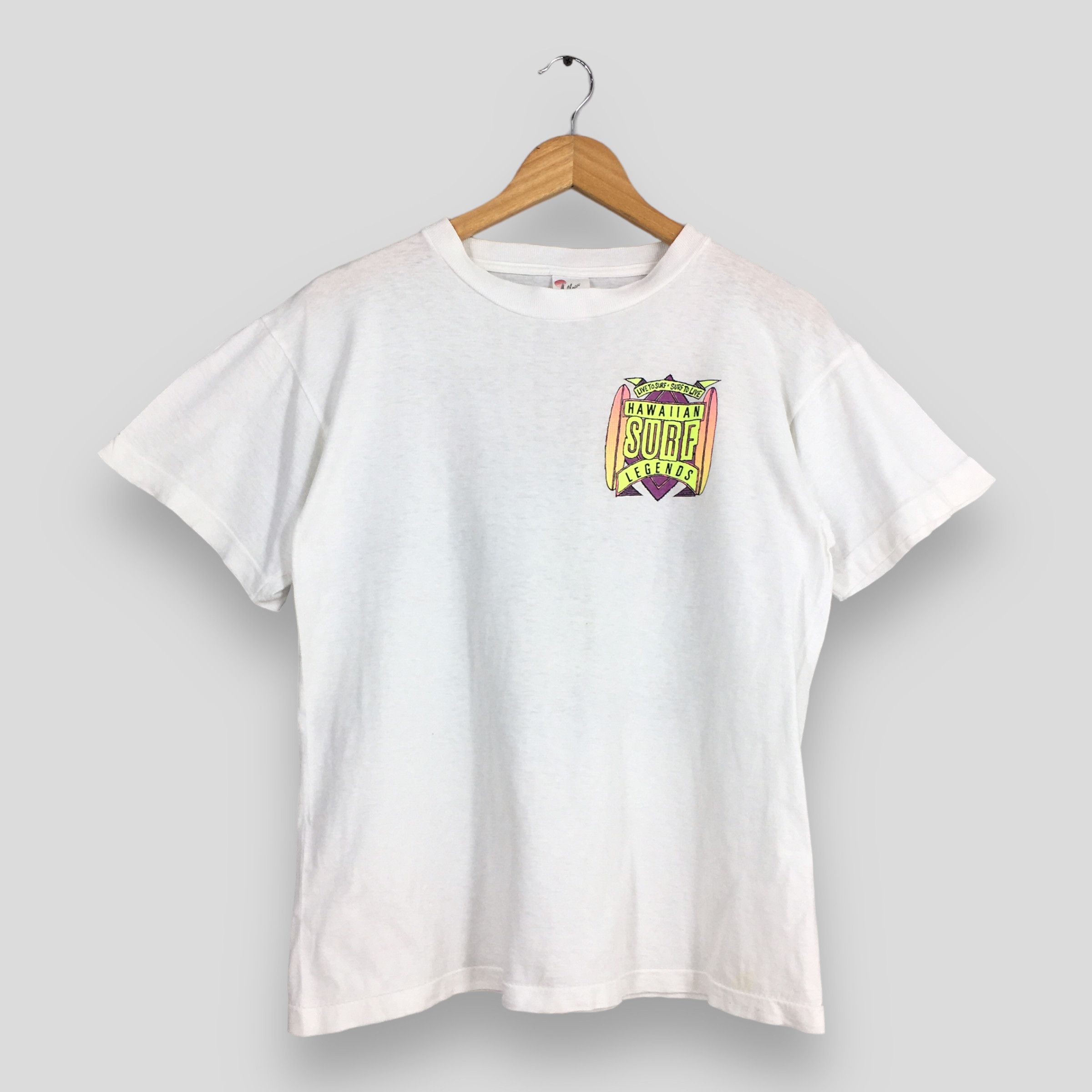 Caribbean × Vintage Vintage 1980's Hawaiian Surf White Tshirt Medium Size US M / EU 48-50 / 2 - 3 Thumbnail