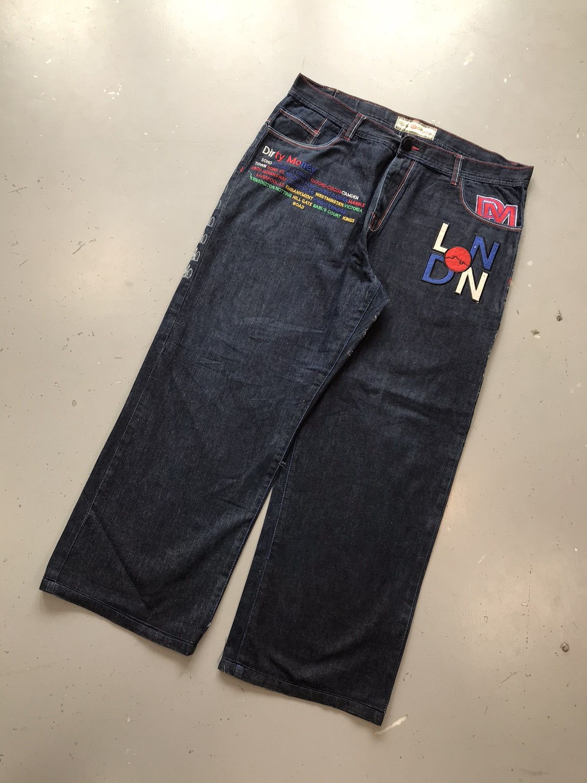Vintage Vintage dirty money London embroidered SpellOut denim Size US 40 / EU 56 - 3 Thumbnail