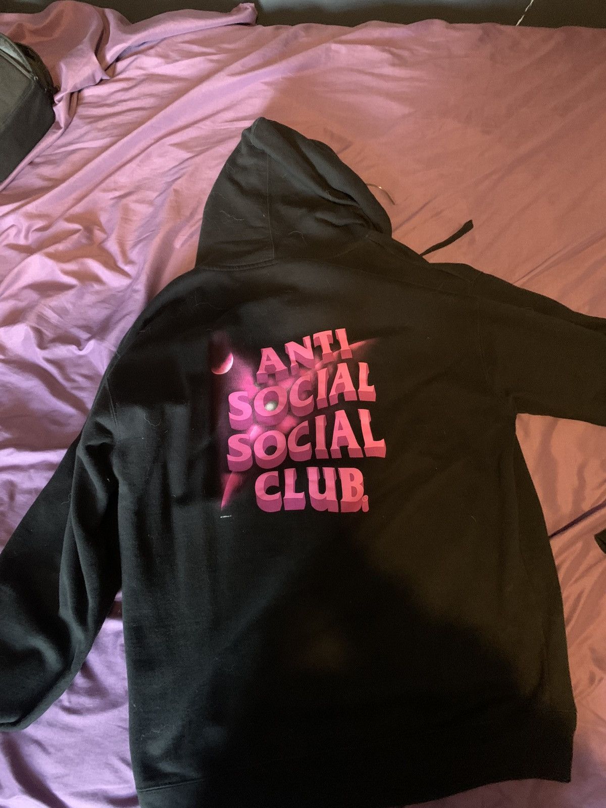 Anti social social club black and pink hoodie hotsell