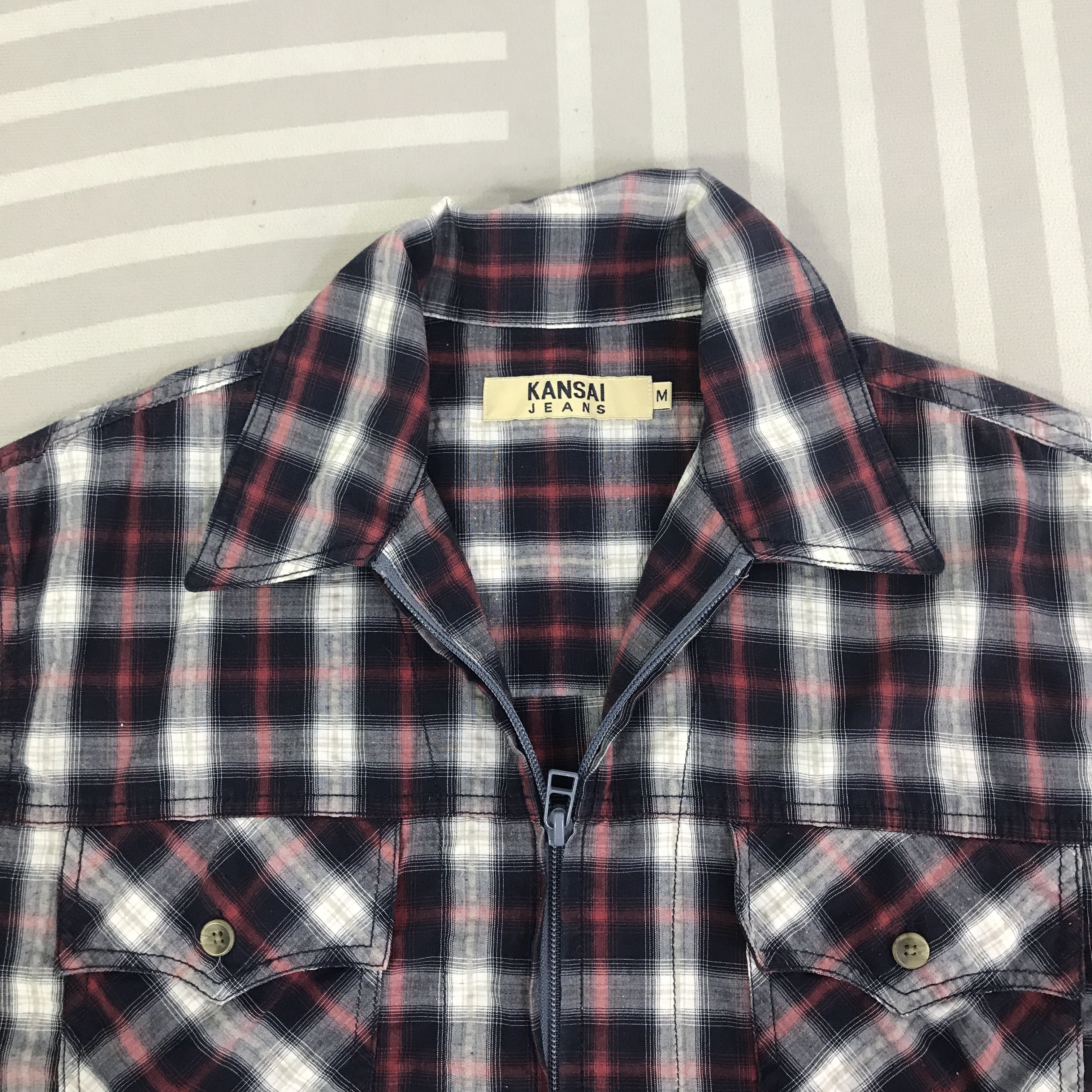 Kansai Yamamoto Vintage Kansai Yamamoto flannel design Zip Jacket K109B1 Size US M / EU 48-50 / 2 - 7 Thumbnail