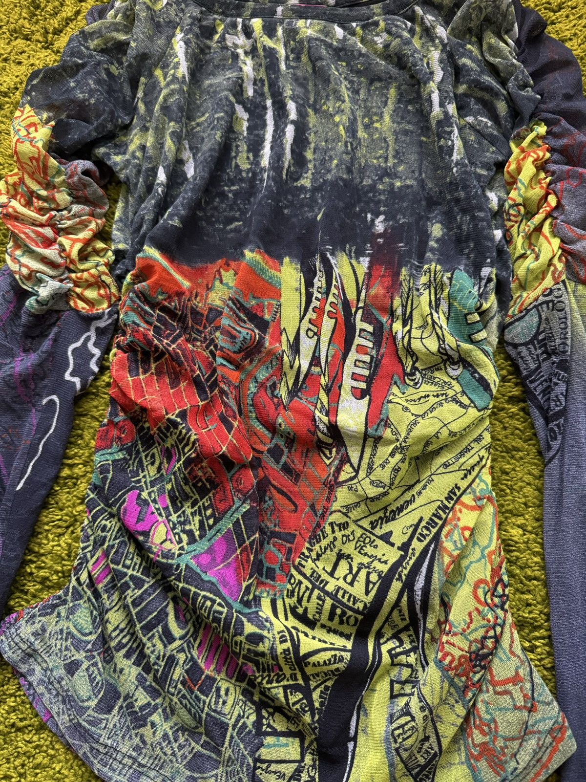 Designer × Vintage Save the Queen Y2K vintage mesh puff sleeve longsleeve Size L / US 10 / IT 46 - 3 Thumbnail