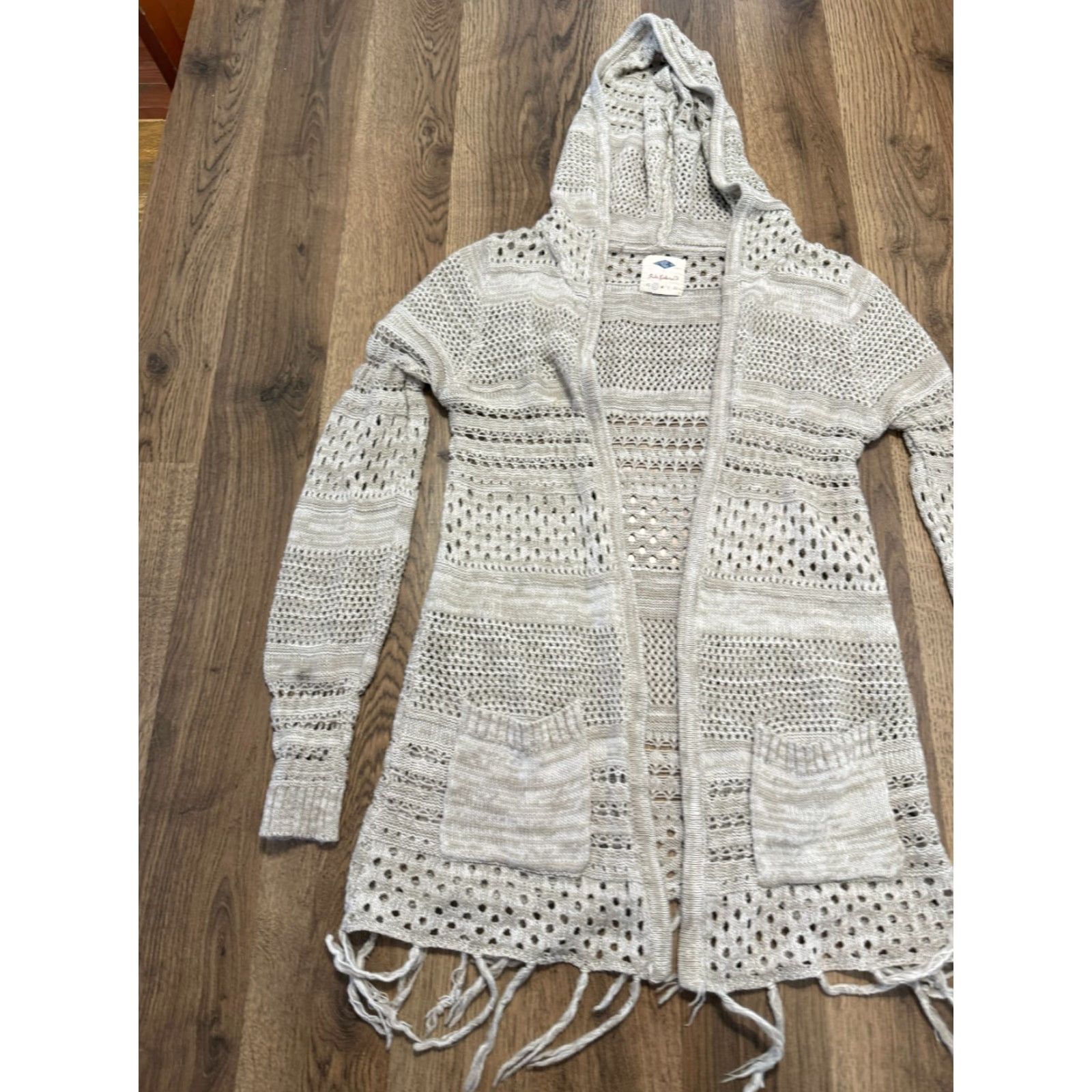 Vintage VINTAGE Wild Blue Sweater Womens Size Small Gray Long Sleeve Open Cardigan Hooded Size S / US 4 / IT 40 - 4 Thumbnail