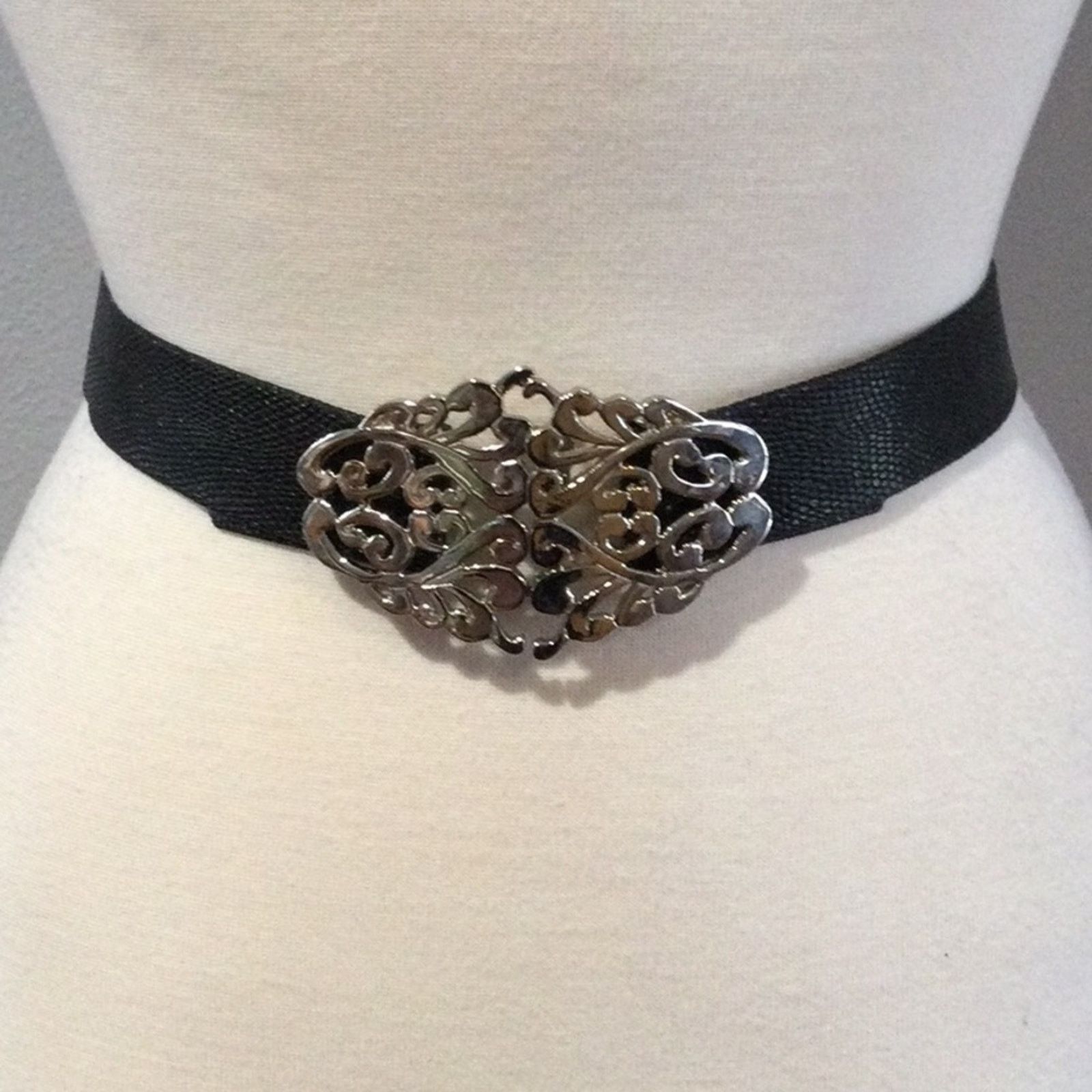 Other Black Belt w/Silver Plated Art Decor Buckle 32 Inches Size ONE SIZE - 3 Thumbnail