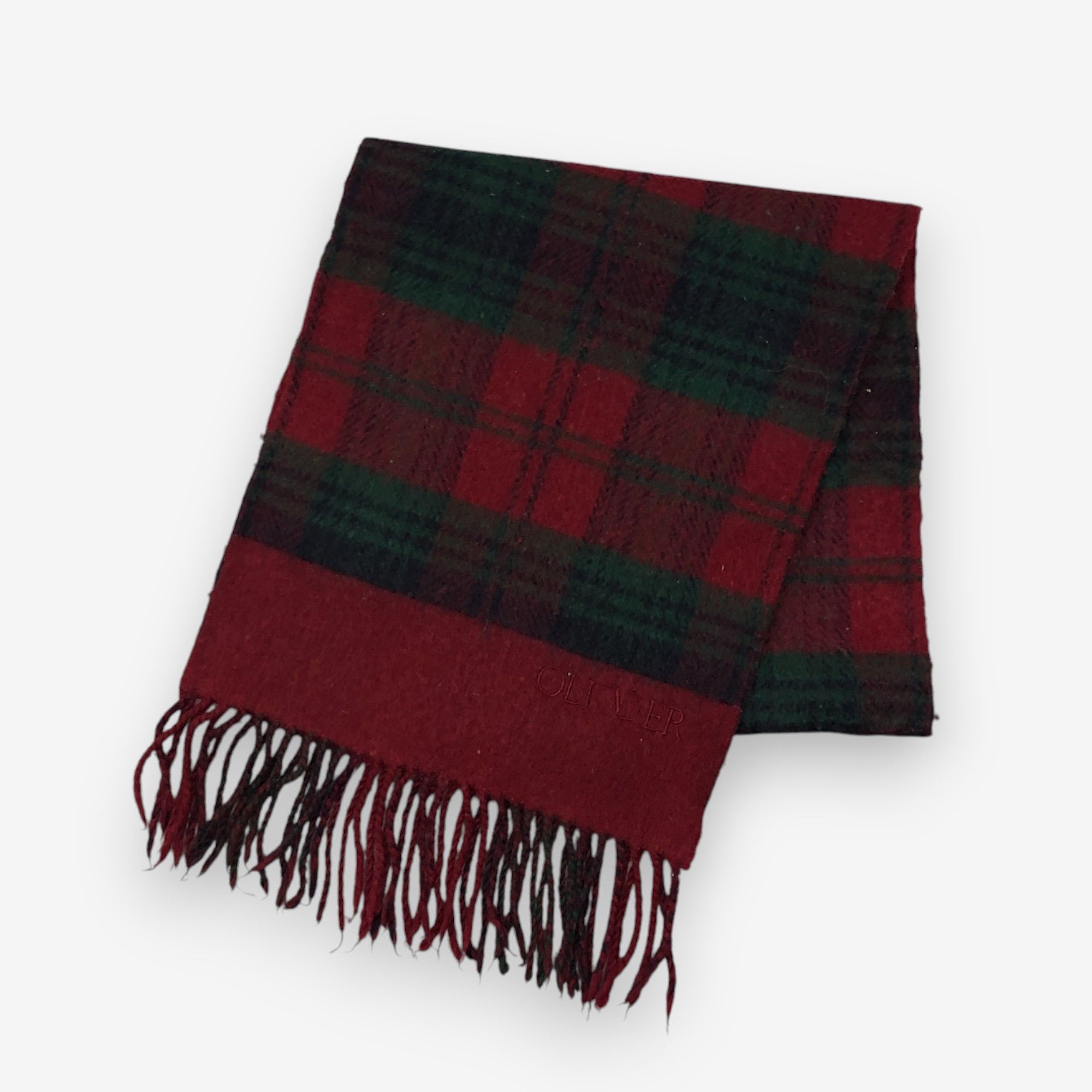 Japanese Brand Vintage Oliver Scarf Muffler Wool Plaid Cashmere Scarves Size ONE SIZE - 2 Thumbnail