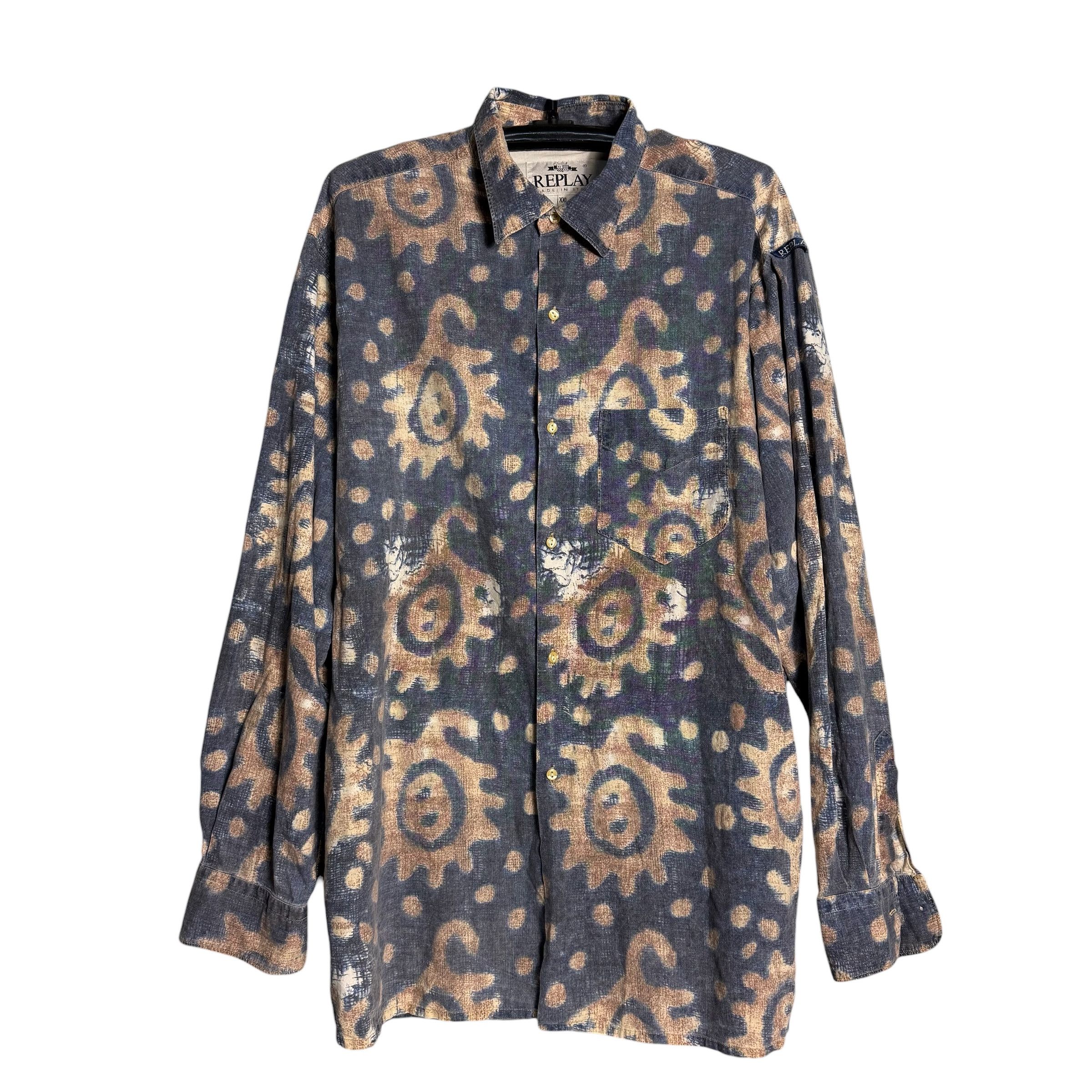 Replay 🔥RARE🔥Vintage 90s Replay Abstract L/Sleeve Button Up Shirt Size US XXL / EU 58 / 5 - 1 Thumbnail