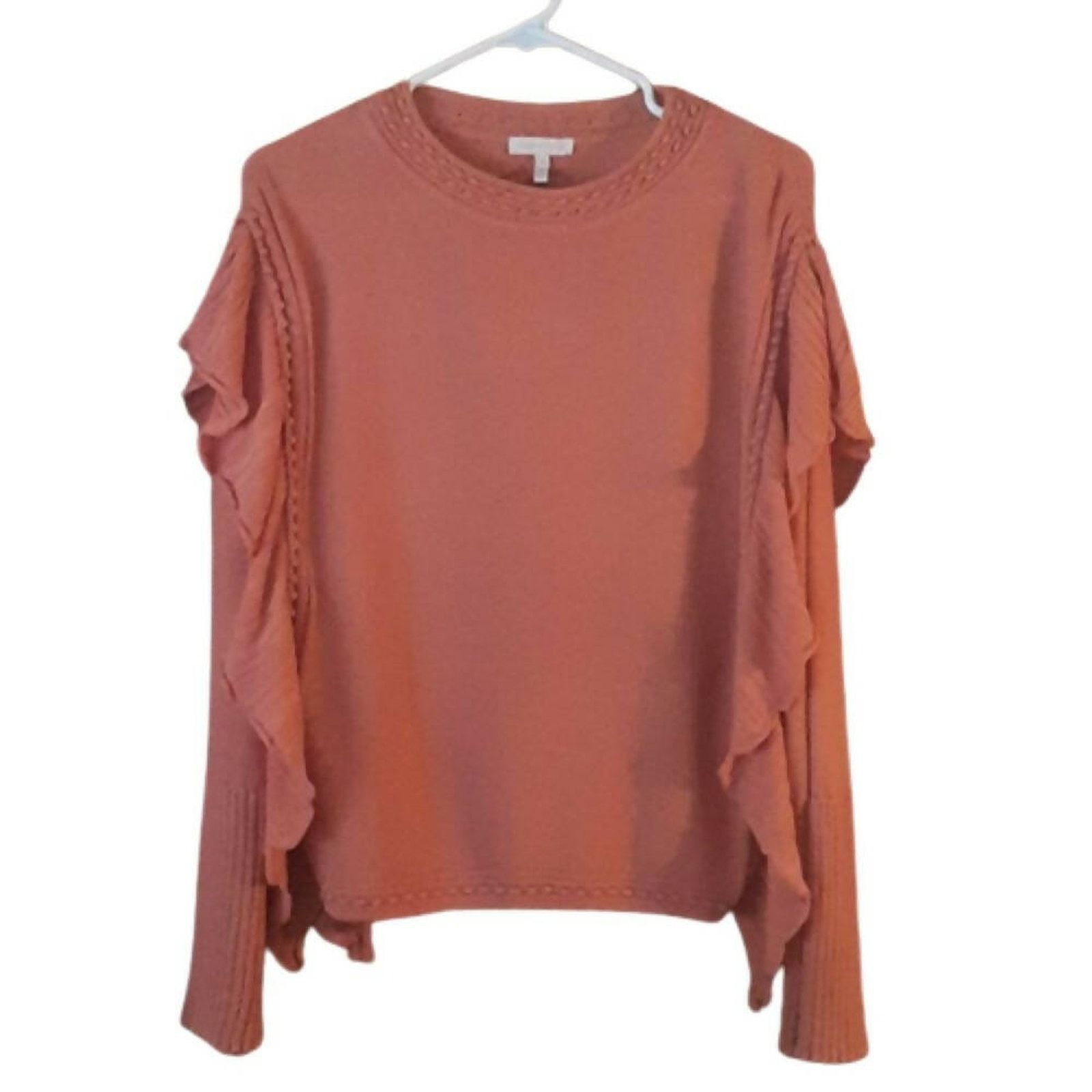 Rebecca Taylor Rebecca Taylor Pink Long Sleeve Knit Ruffled Sweater Sz S Size S / US 4 / IT 40 - 3 Thumbnail