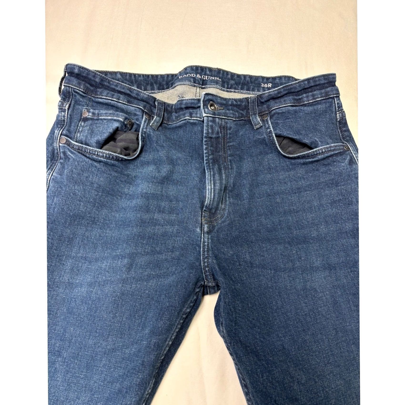 Rodd & Gunn Rodd & Gunn Jeans Mens 36R Dark Wash Blue Straight Leg Relaxed Stretch Denim 5-Pocket Inseam 32 Size US 36 / EU 52 - 2 Thumbnail