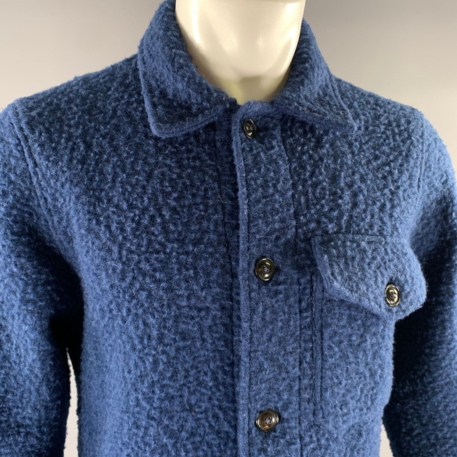Todd Snyder TODD SNYDER Size M Blue Textured Wool Blend Jacket Size US M / EU 48-50 / 2 - 2 Thumbnail
