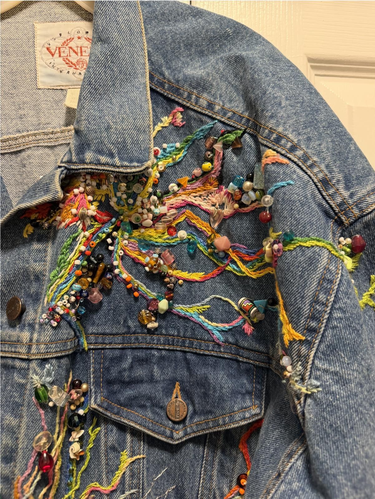 Barena Venezia Vintage Venezia Custom Beaded + Embroidered Denim Jacket Size M / US 6-8 / IT 42-44 - 3 Thumbnail