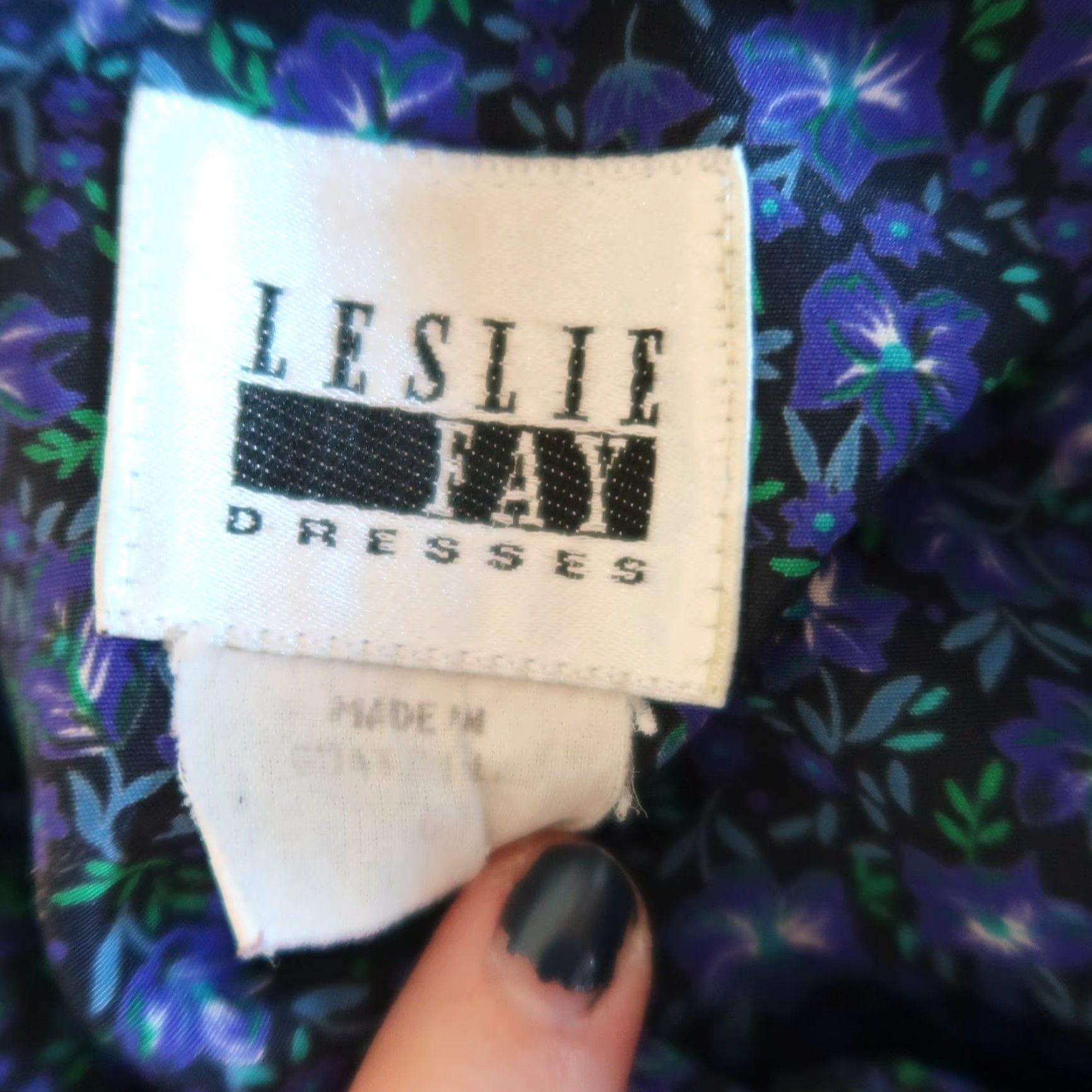 Vintage VINTAGE Leslie Fay Blue Floral Belted Blouson Midi Dress L 80s 90s Women Long Sleeve Office Workwear Casual Pattern Floral Hatchedbudget Size L / US 10 / IT 46 - 5 Thumbnail