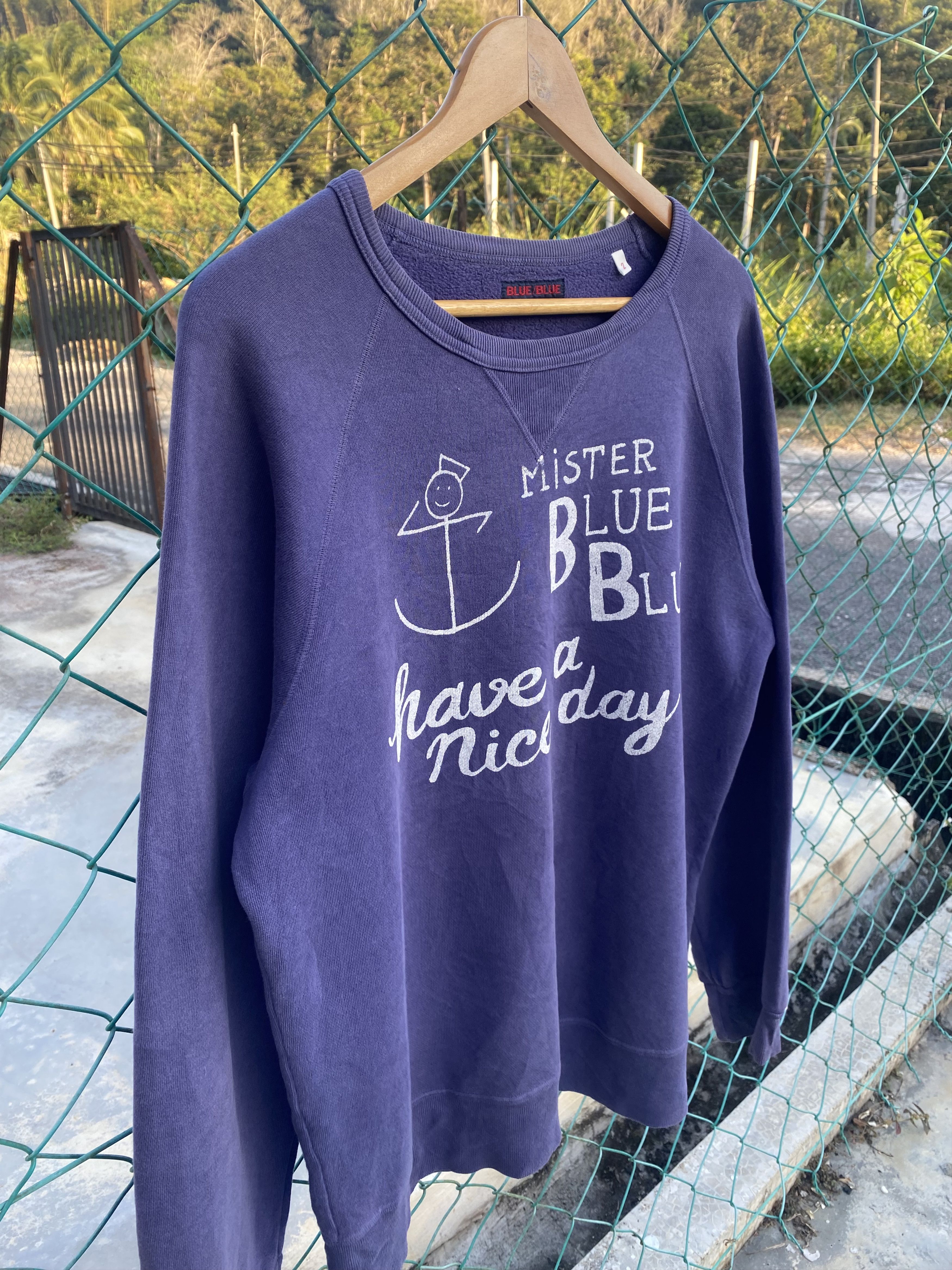 Blue Blue Japan Distressed BLUE BLUE sun faded crewneck Size US M / EU 48-50 / 2 - 3 Thumbnail