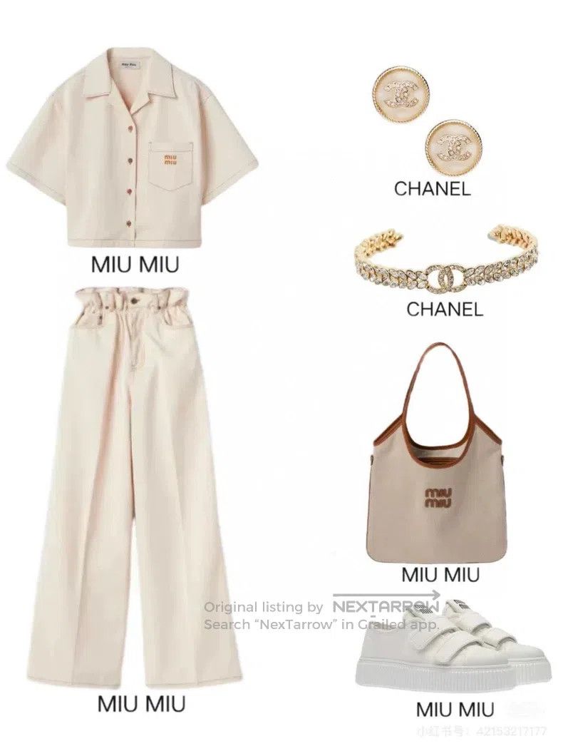 Miu Miu Miu Miu 26 Cream letter pocket bud jeans Size 26" / US 2 / IT 38 - 5 Thumbnail