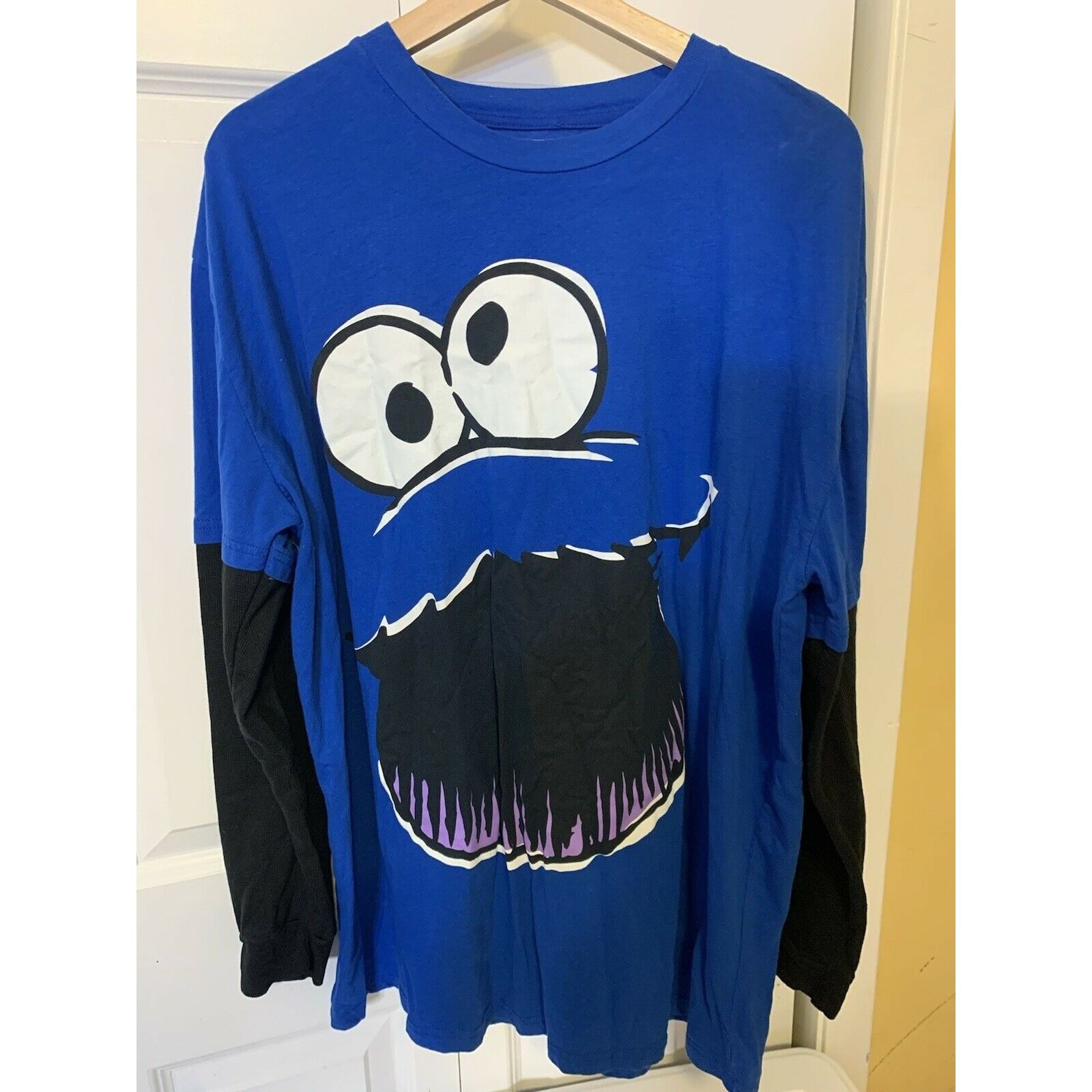 image of Unkwn Sesame Street Cookie Monster T Shirt Men’S Size XL Blue Long, Men's