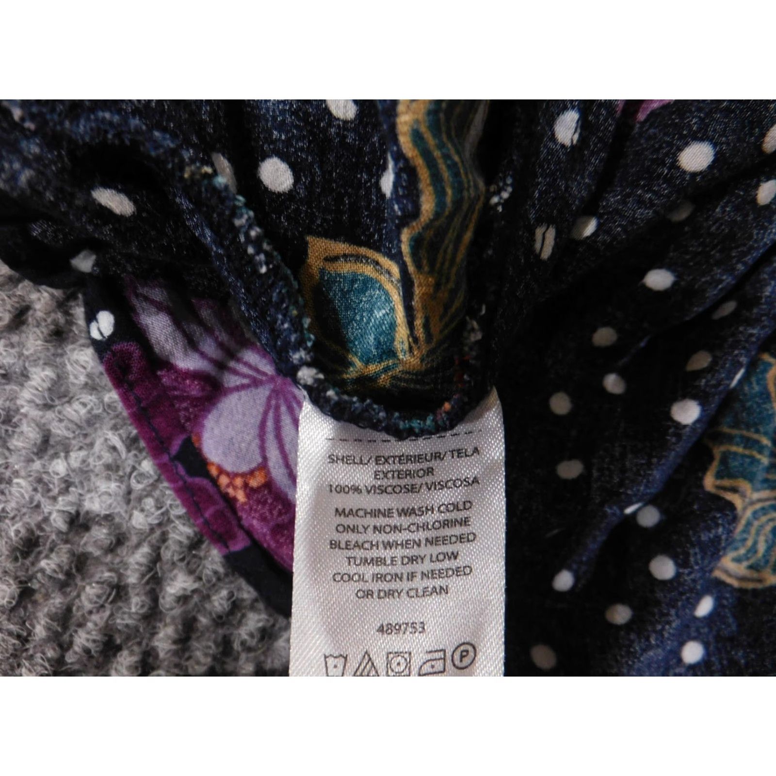 Loft LOFT Shirt Womens XS Petite Navy Blue Polka Dot Floral Wrap Tie Waist V Neck Puff Sleeve Button Ruffle Lightweight Blouse Size XS / US 0-2 / IT 36-38 - 7 Thumbnail