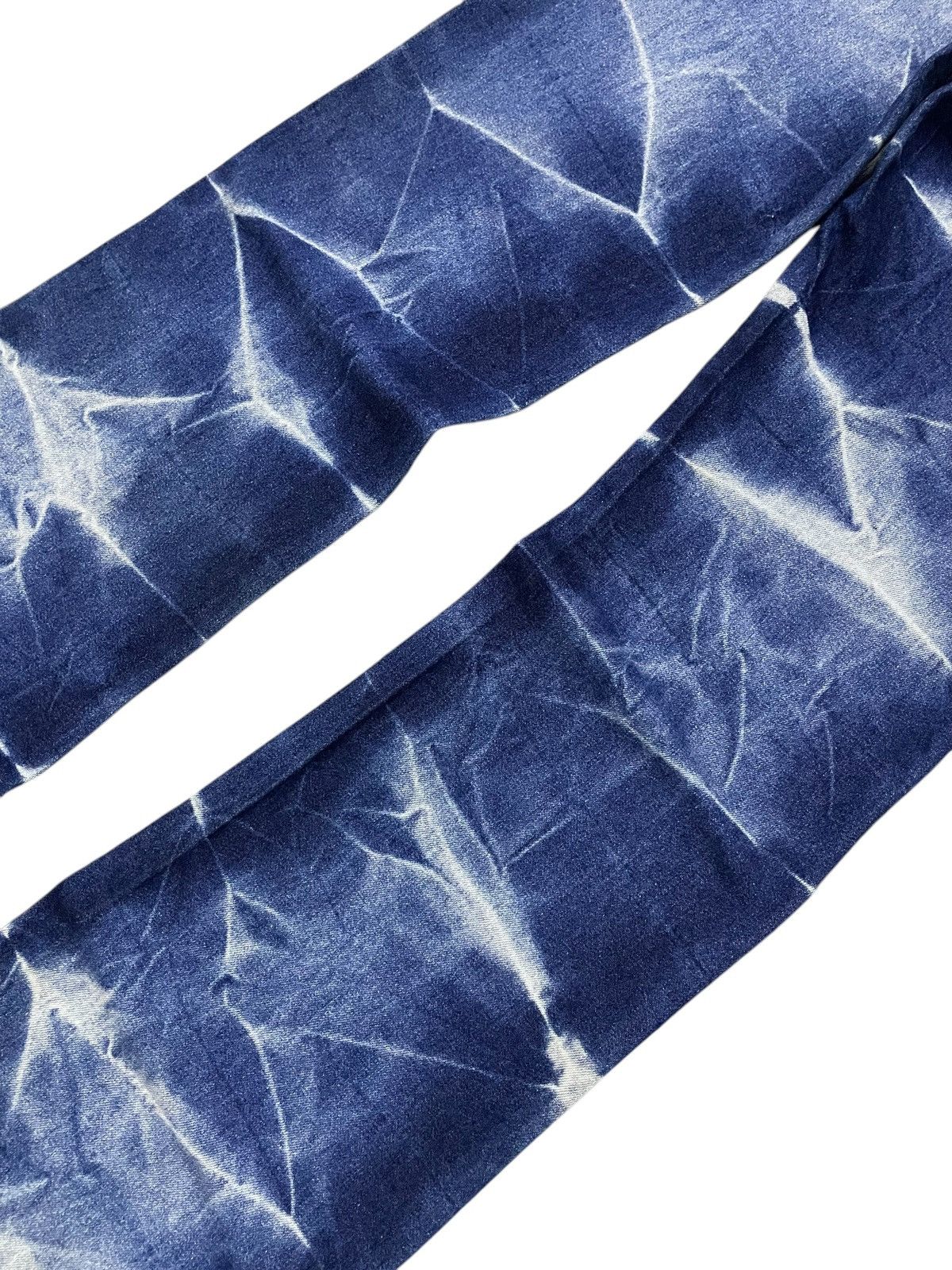 Benetton × Le Grande Bleu (L.G.B.) × Tornado Mart Benetton Glass Shattered Whiskers Wash Flared Jeans Size US 29 - 15 Thumbnail