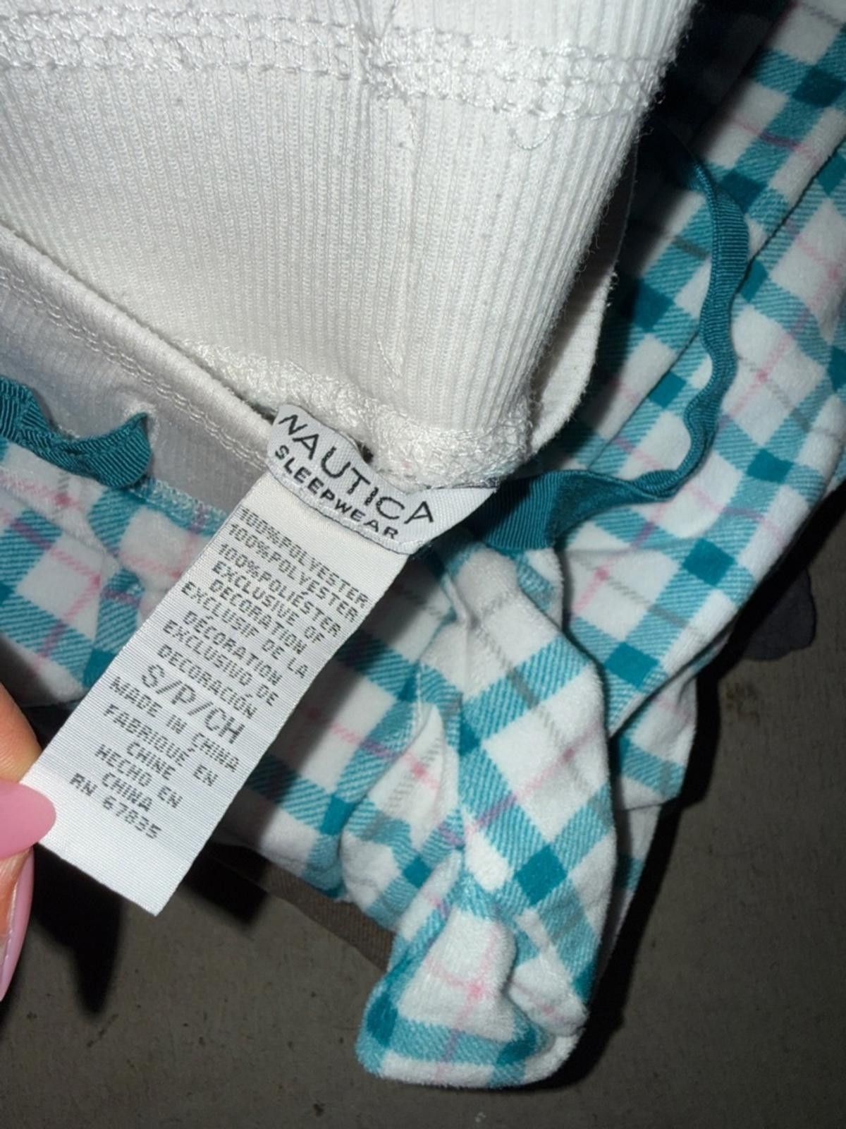 Nautica Nautica / Plaid Fleece Pajama Pants / White Teal Size ONE SIZE - 6 Thumbnail