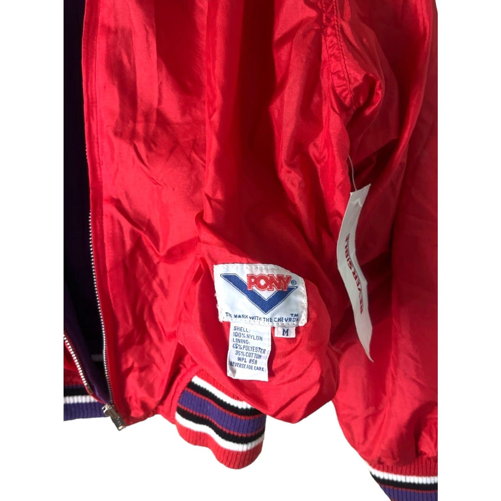 PONY VINTAGE PONY Reversible Bomber Jacket Womens Medium Red / Purple 80s 90s NWT Deadstock Size M / US 6-8 / IT 42-44 - 4 Thumbnail