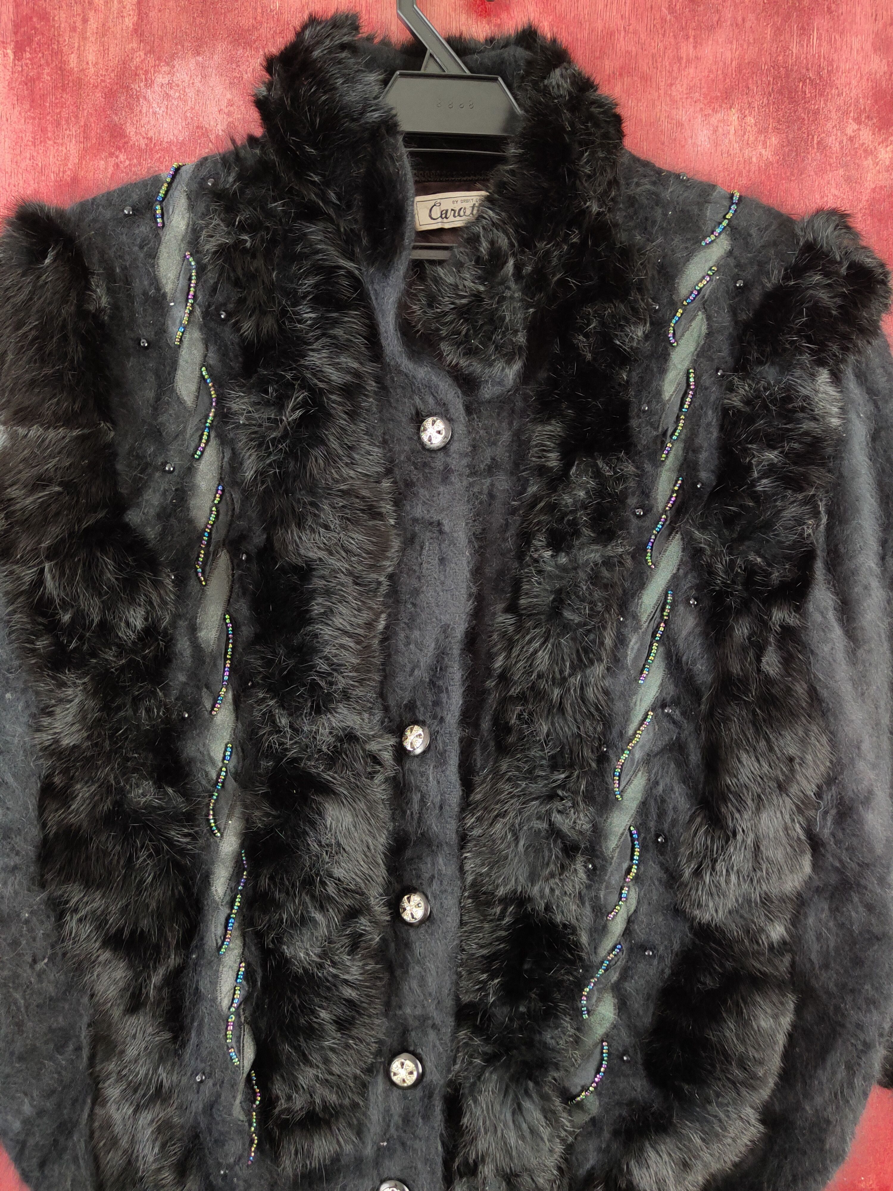 Homespun Knitwear Caratte Black Shag Shaggy Fur Mohair Jackets #S2040 Size L / US 10 / IT 46 - 2 Thumbnail