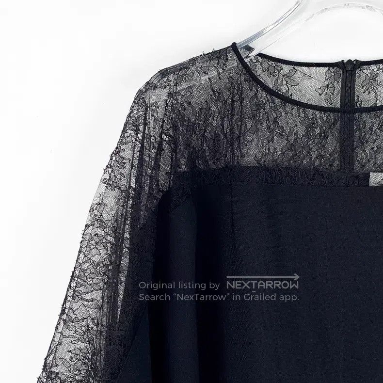 Valentino Valentino Black cut-out lace panelled crew neck short-slee Size M / US 6-8 / IT 42-44 - 3 Thumbnail