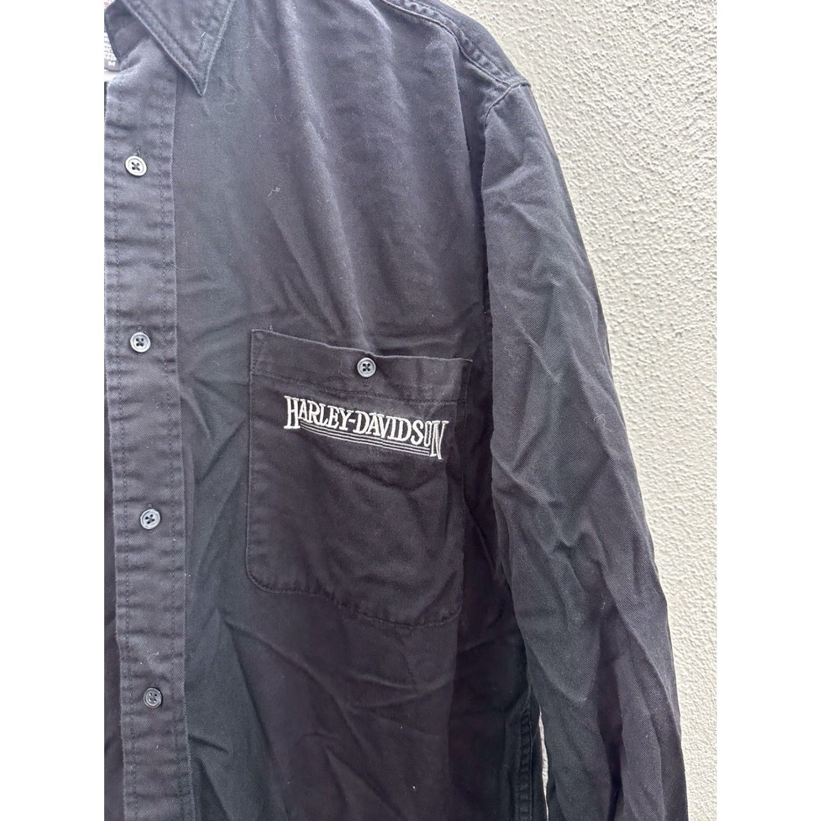 Harley Davidson VINTAGE Harley-Davidson Mens Button-Up Shirt Medium Black Long Sleeve VTG Heavy Cotton Shirt Men Black Long Sleeve Button-Up Size US M / EU 48-50 / 2 - 3 Thumbnail