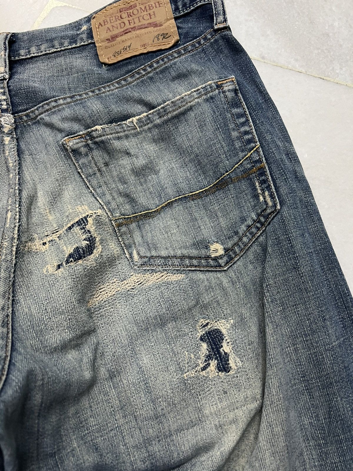 Japanese Brand 💥Flare💥Vintage Abercrombie & Fitch Distress Ripped Jean Size US 32 / EU 48 - 16 Thumbnail