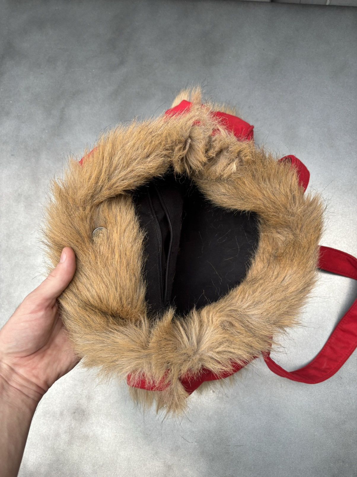 Vintage Y2K Vintage Tote Bag MicroSuede Shearling Faux Fur Embroider Size ONE SIZE - 7 Thumbnail