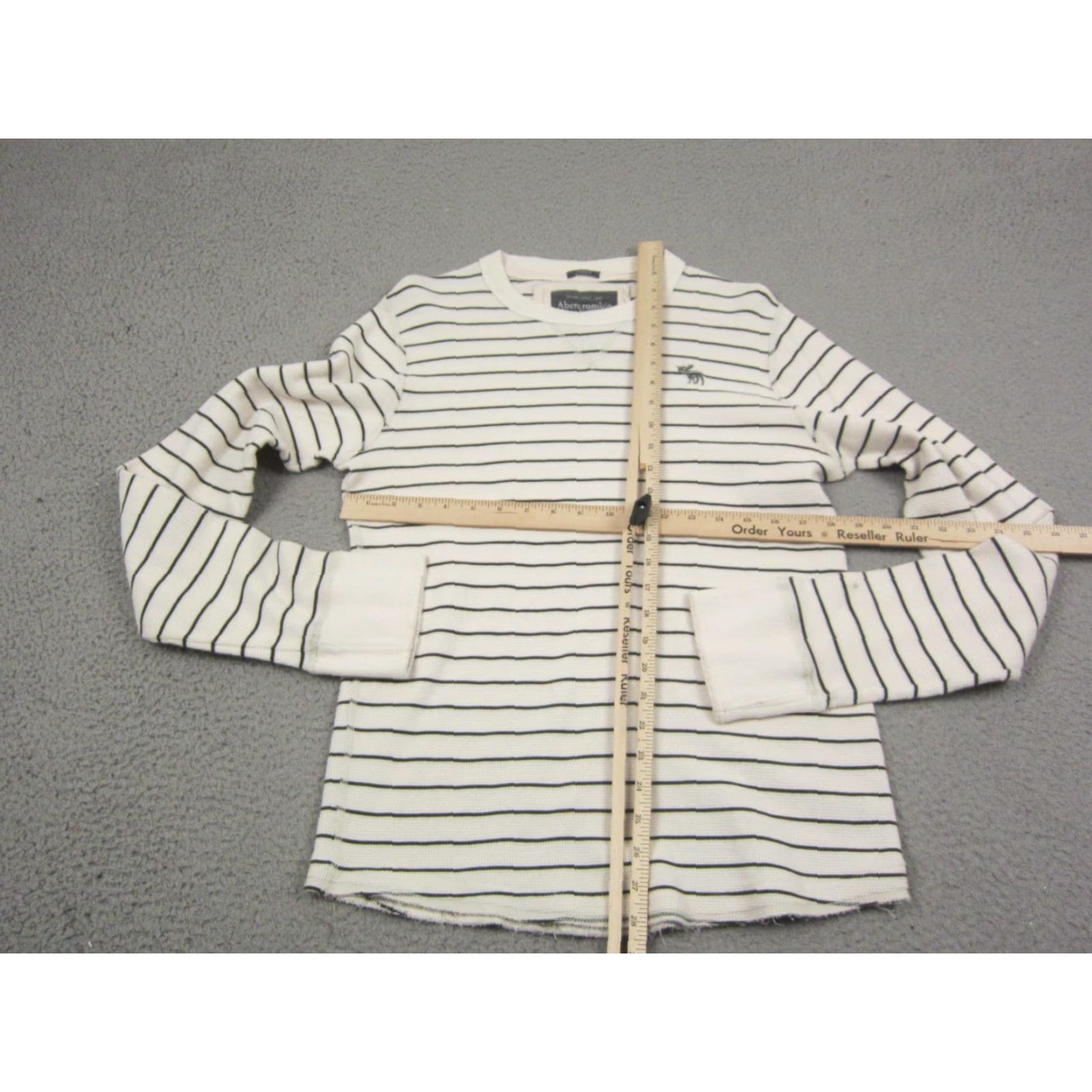 Abercrombie & Fitch VINTAGE Abercrombie & Fitch Shirt Men L Creme Thermal Waffle Stripe 90s Outdoor Vintage Mens Size US L / EU 52-54 / 3 - 6 Thumbnail